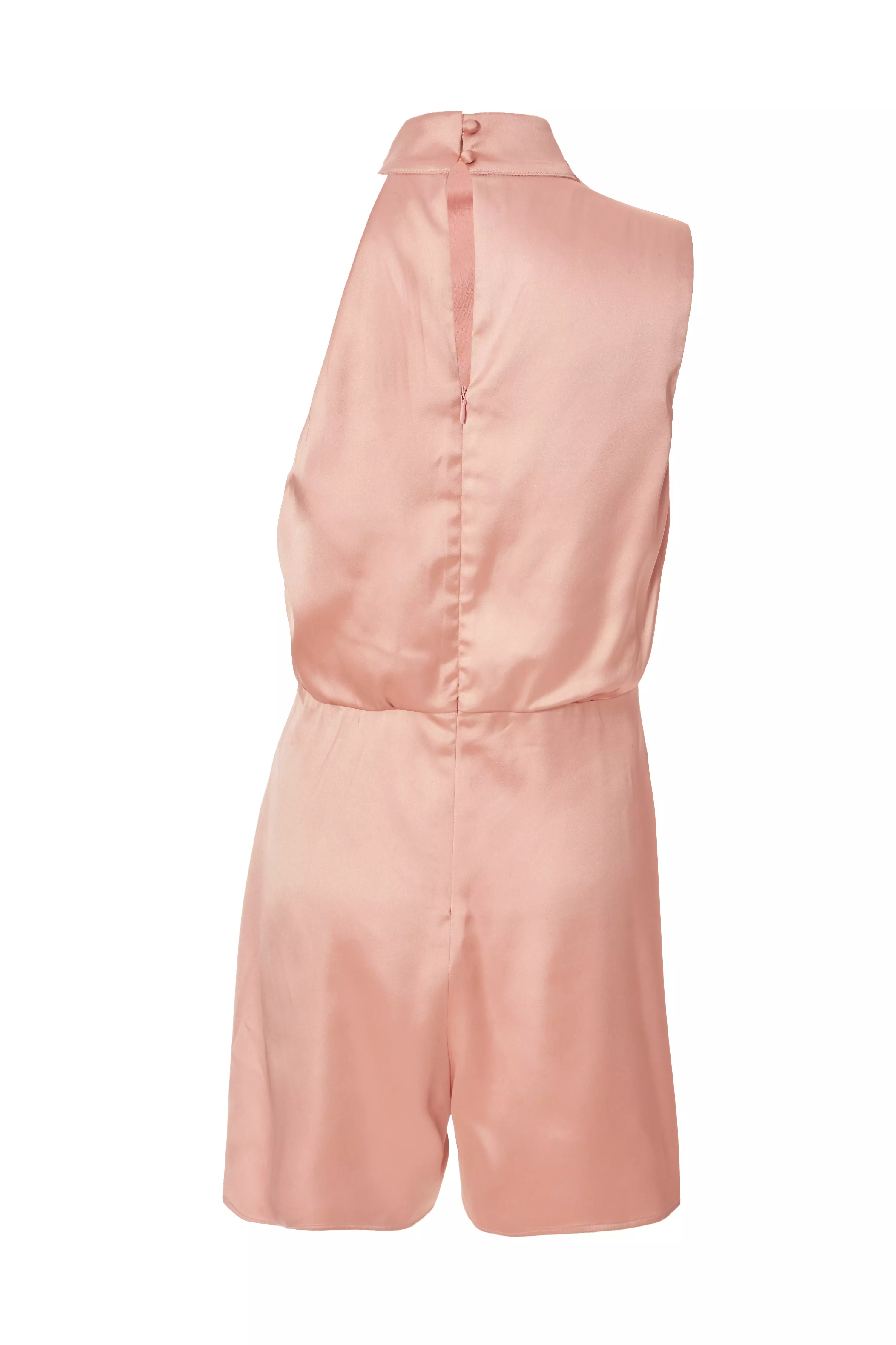 Peach Satin Asymmetric Playsuit 