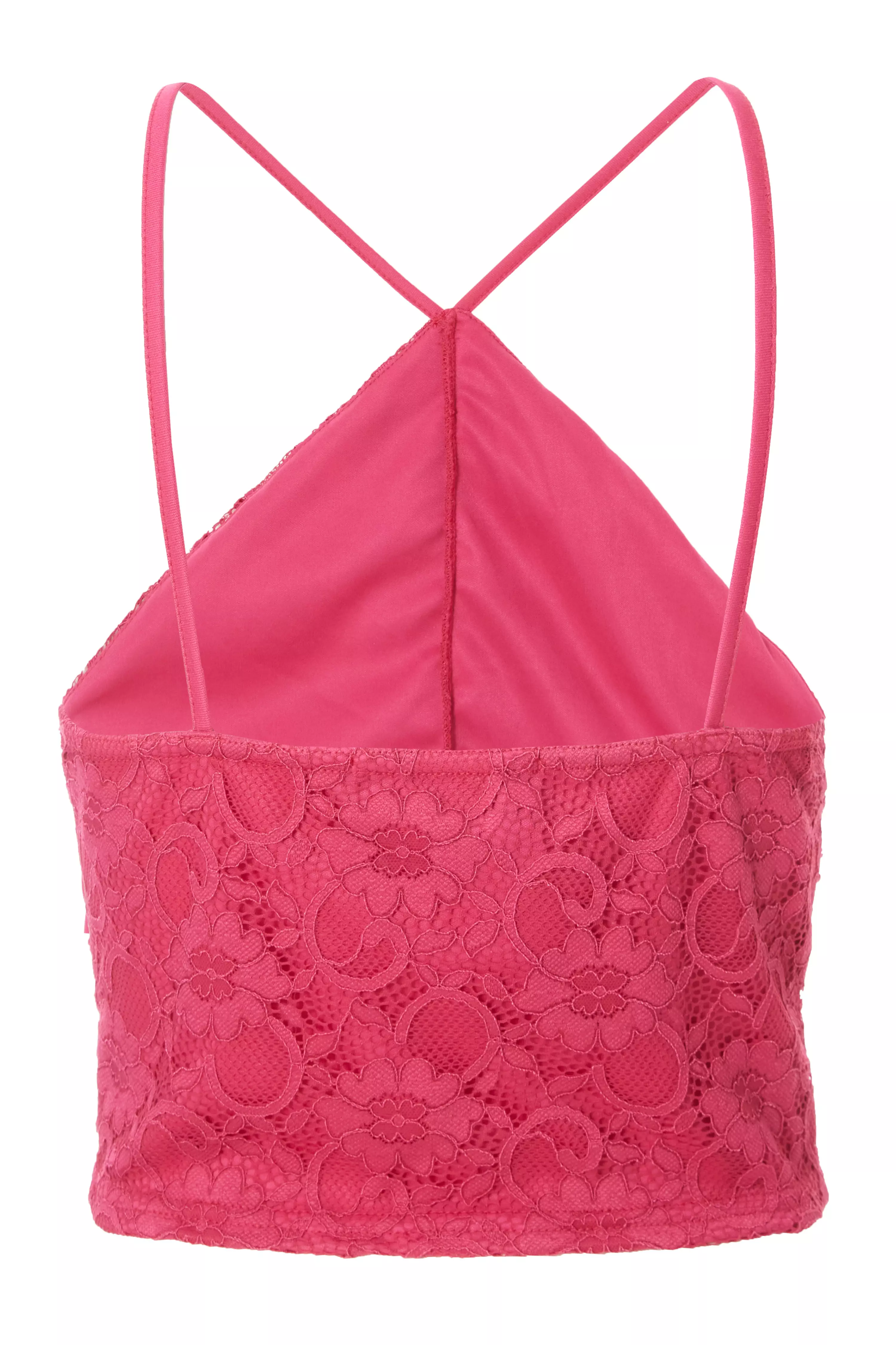 Hot Pink Lace Crop Top