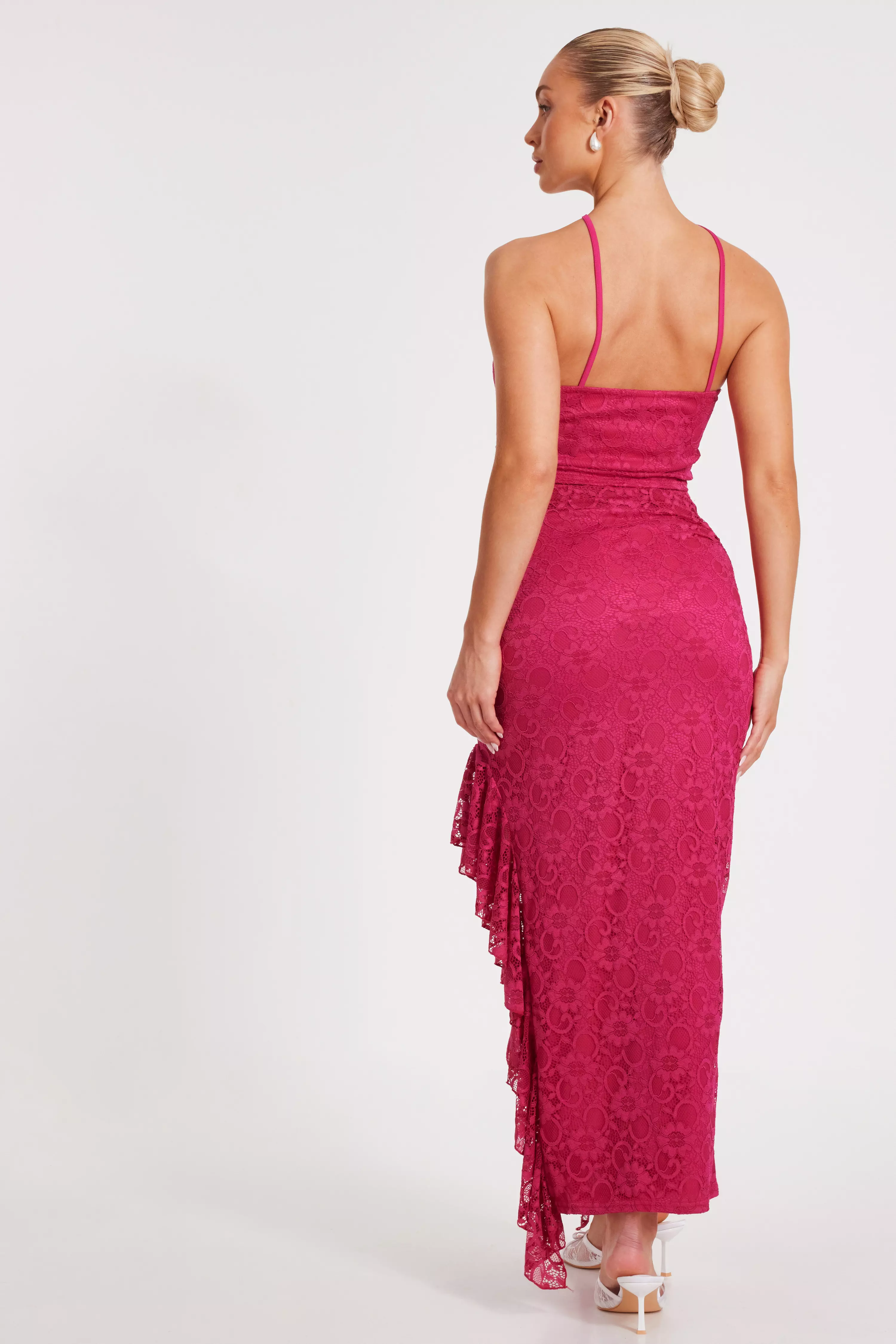 Hot Pink Lace Maxi Skirt