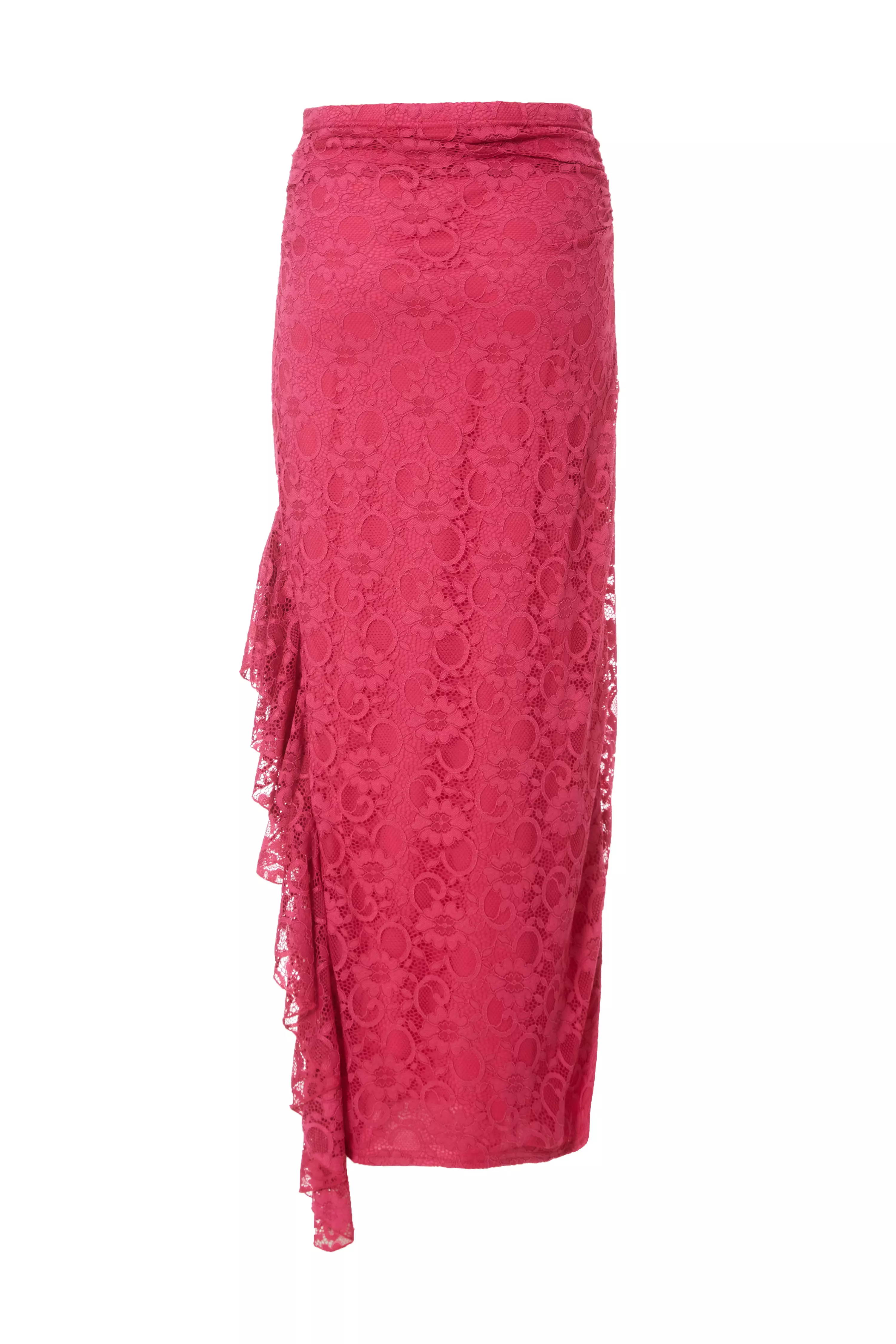 Hot Pink Lace Maxi Skirt