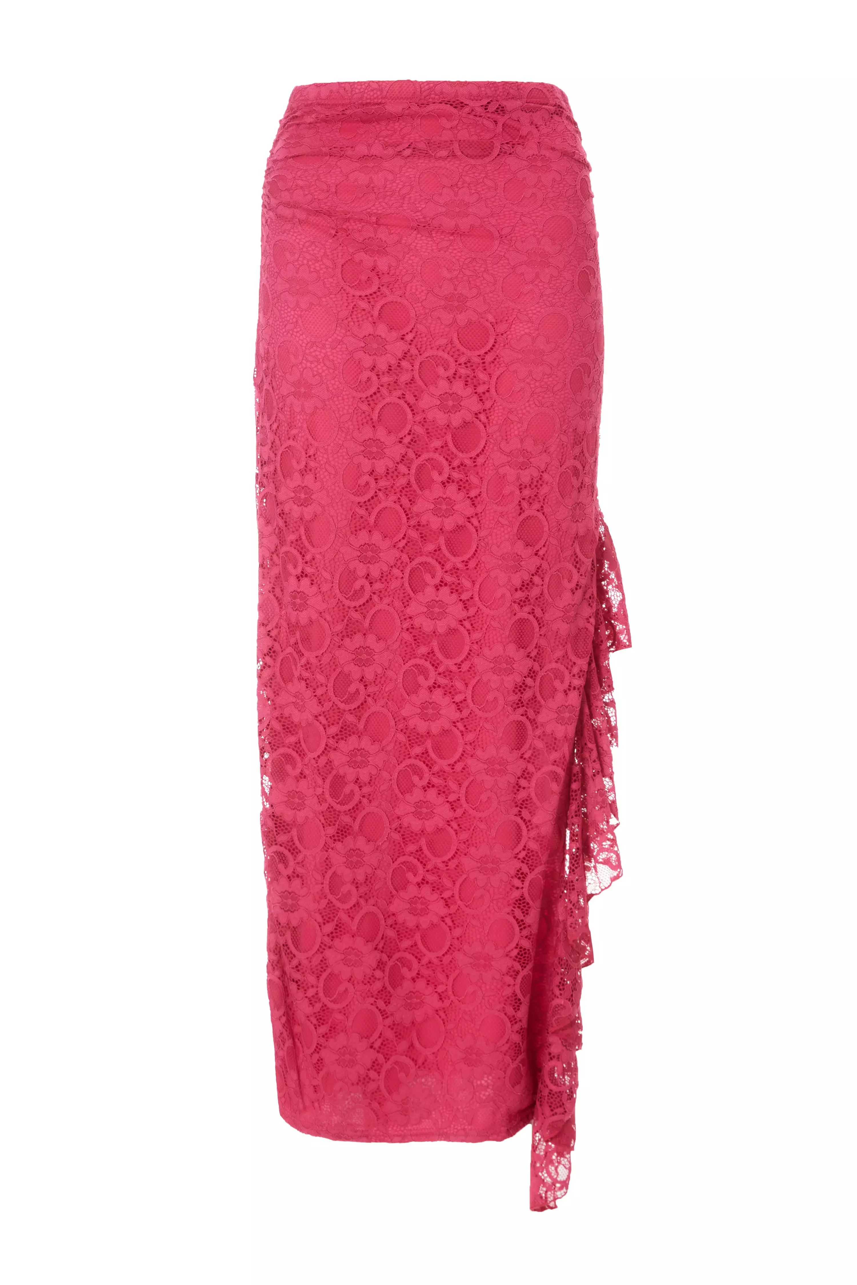 Hot Pink Lace Maxi Skirt