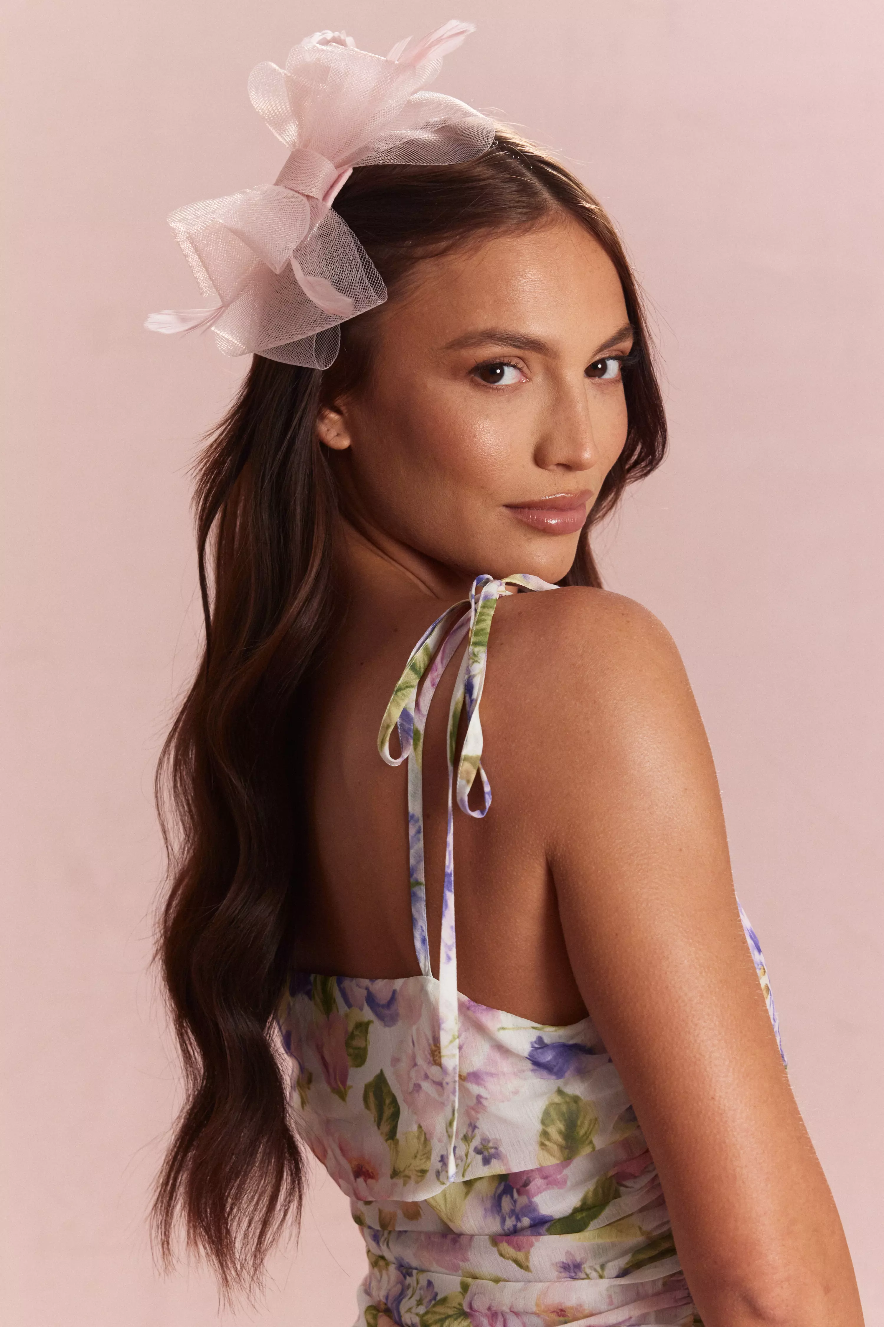 Blush Small Bow Clip Fascinator 