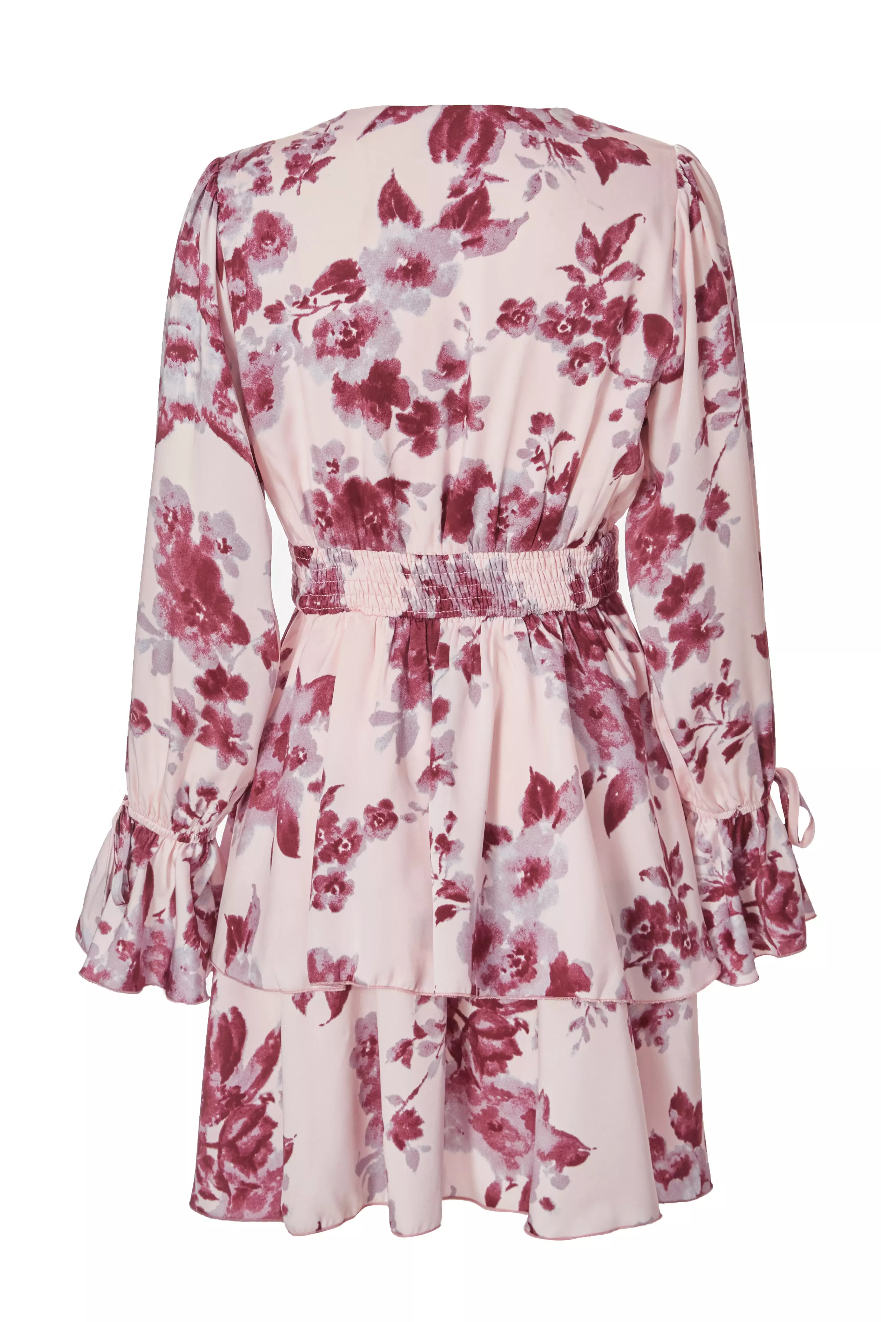 Pink Satin Floral Skater Dress