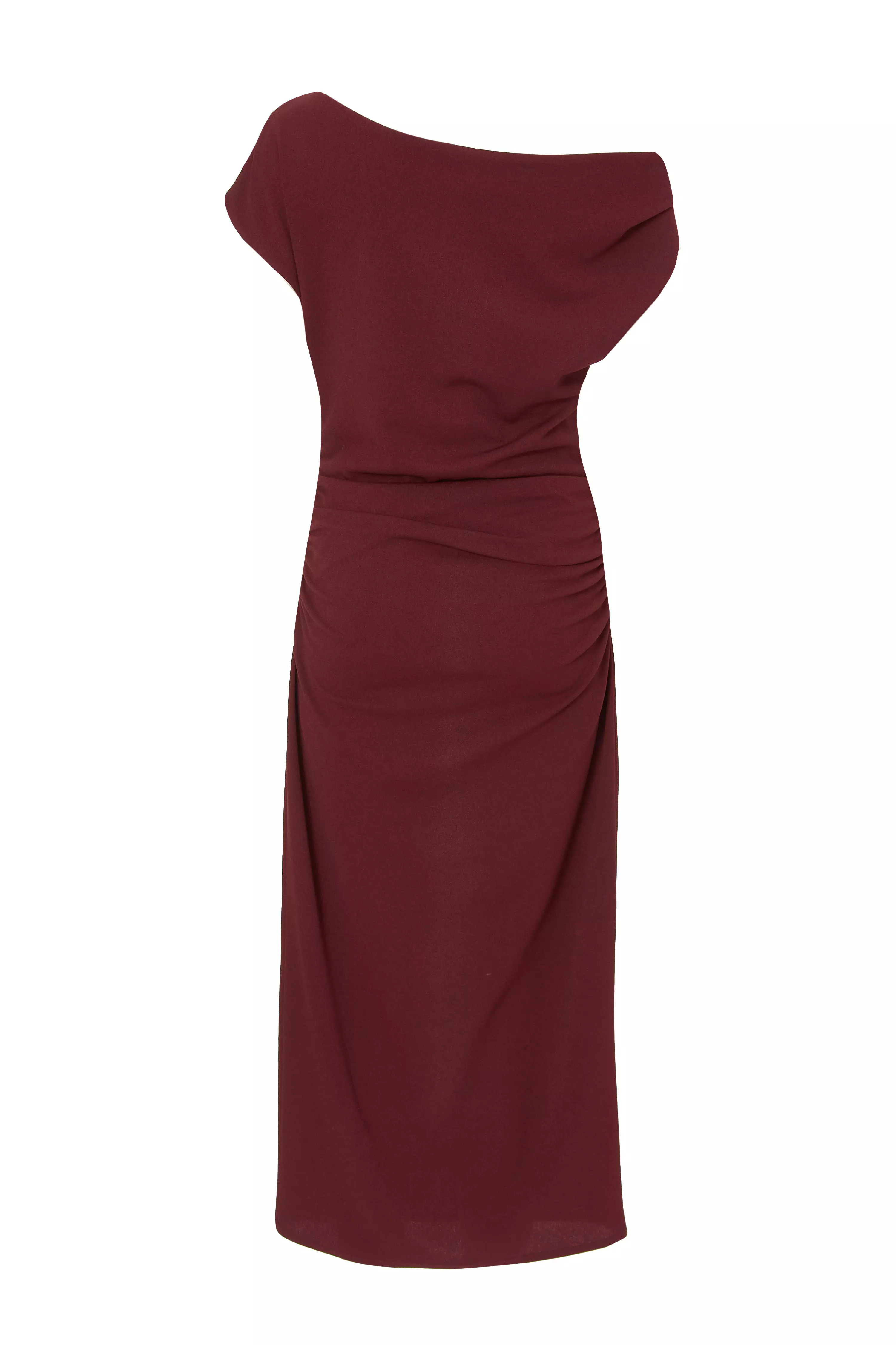 Dark Red Drop Shoulder Midi Dress