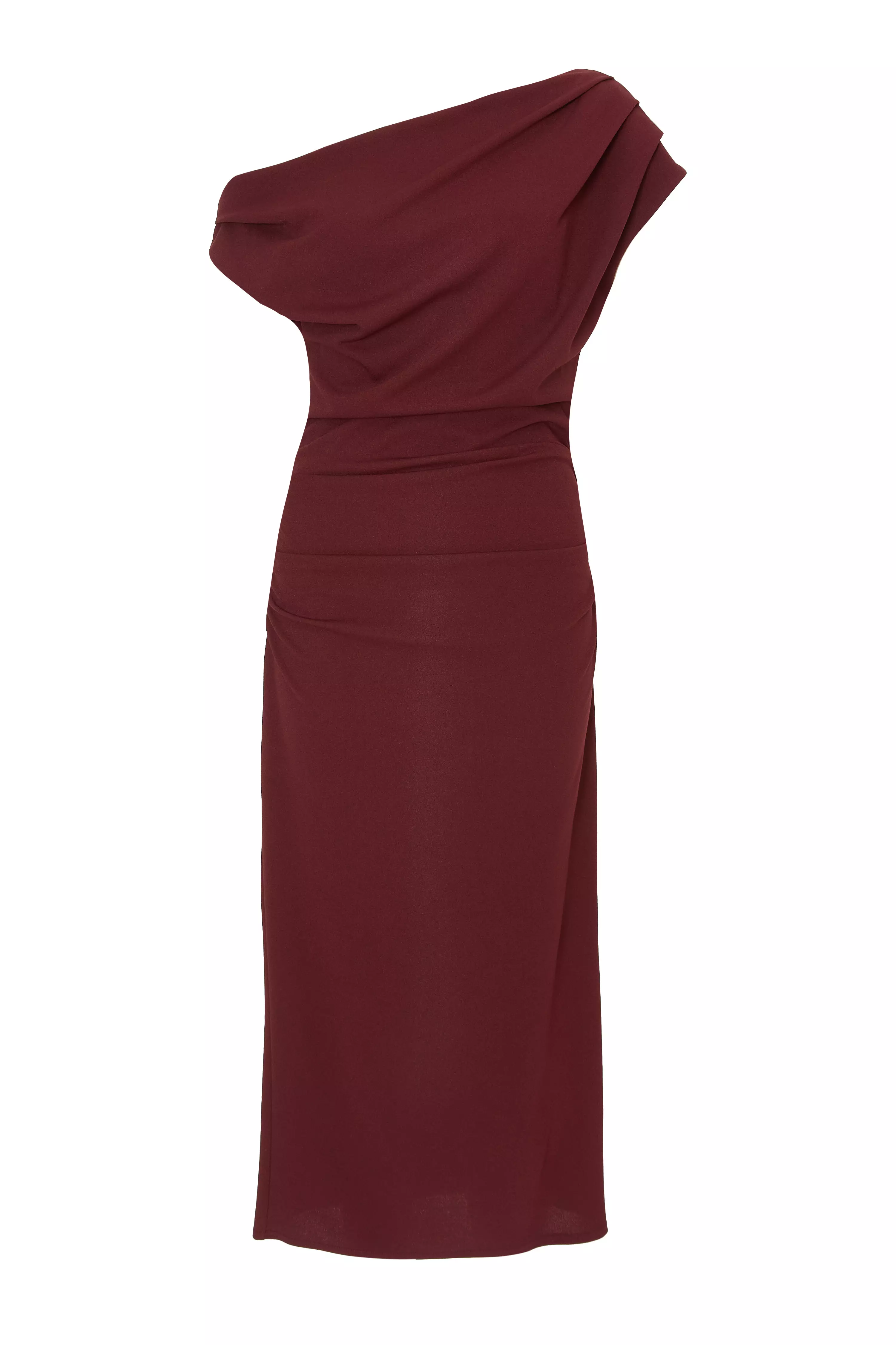 Dark Red Drop Shoulder Midi Dress