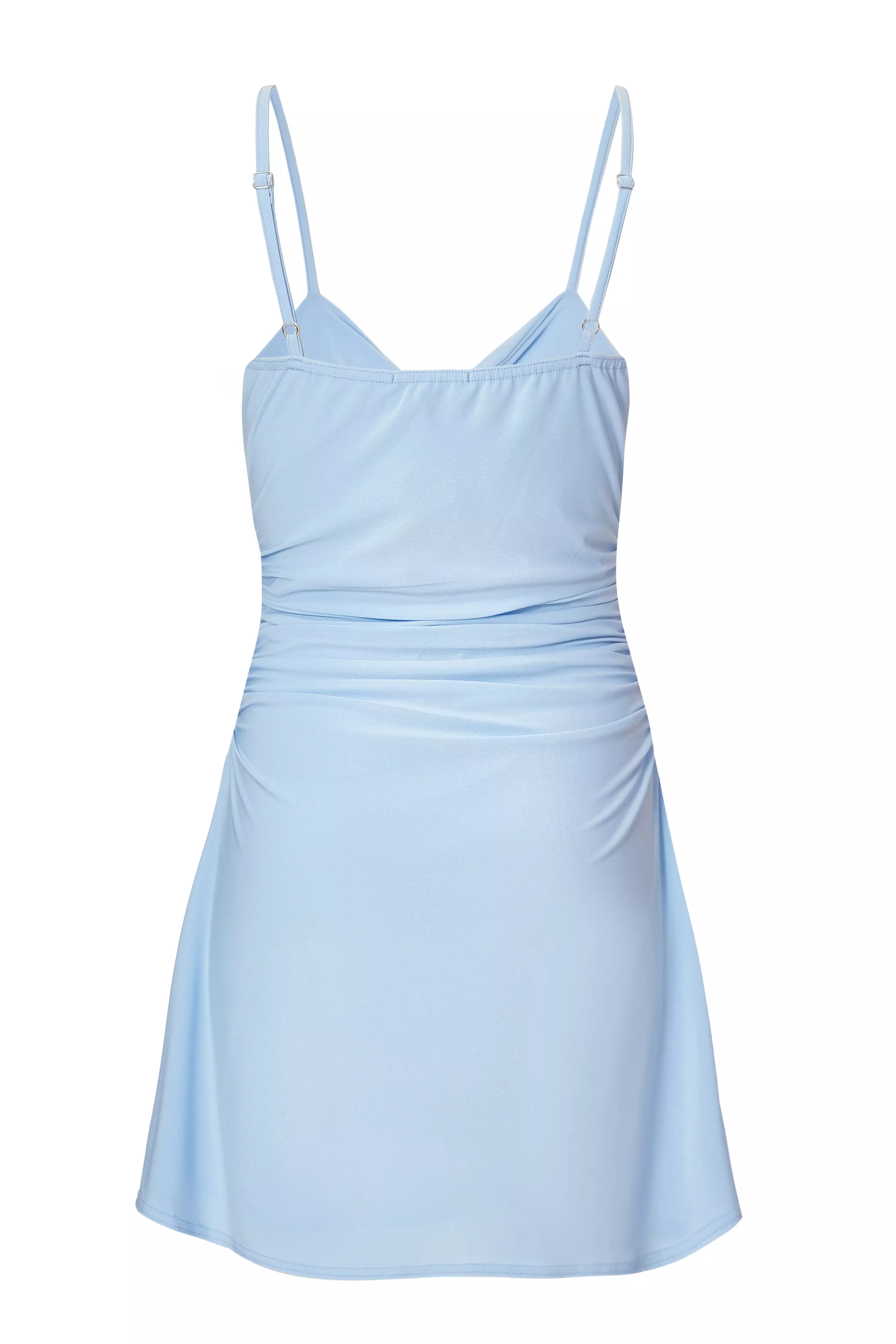 Light Blue Knot Front Mini Dress