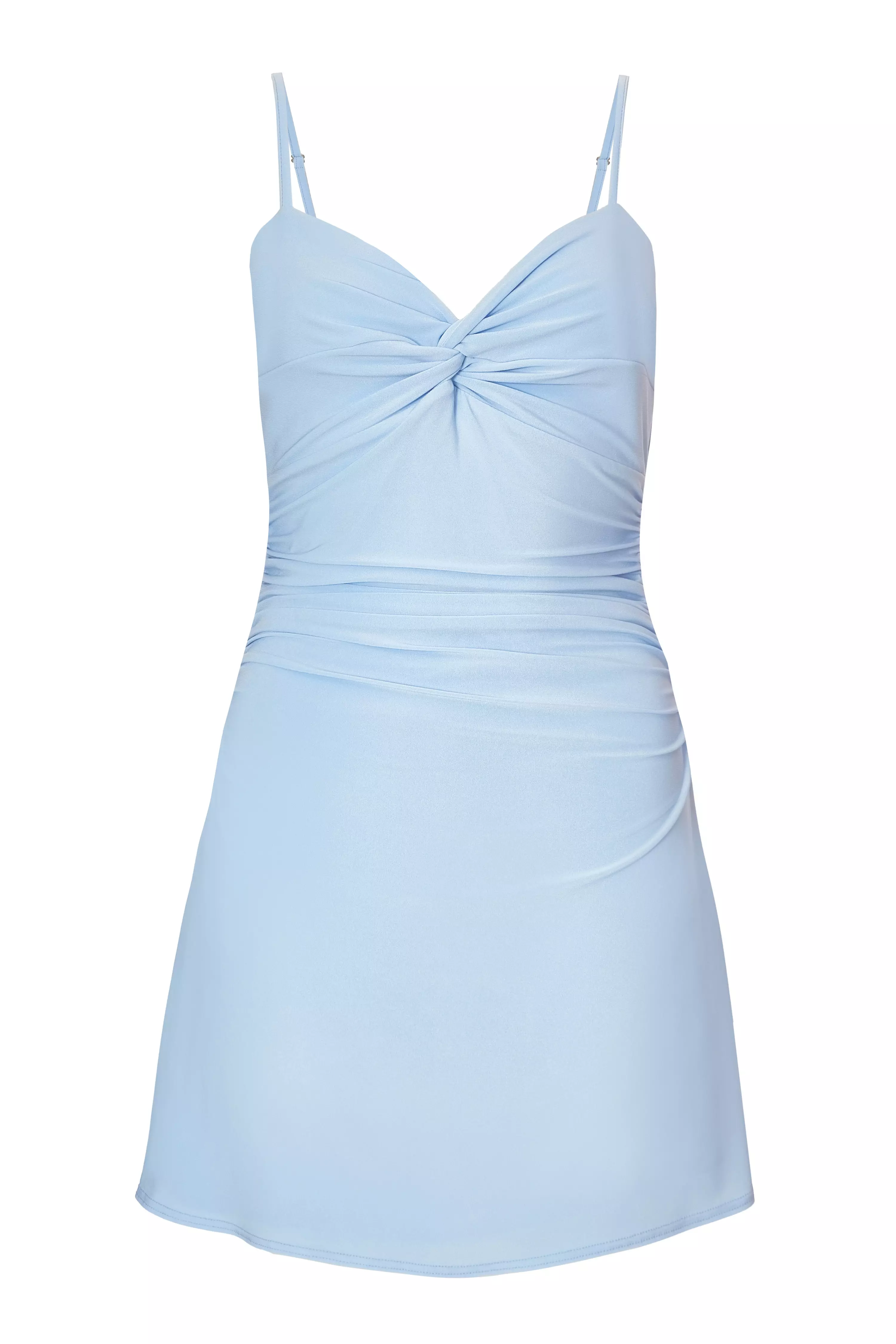 Light Blue Knot Front Mini Dress