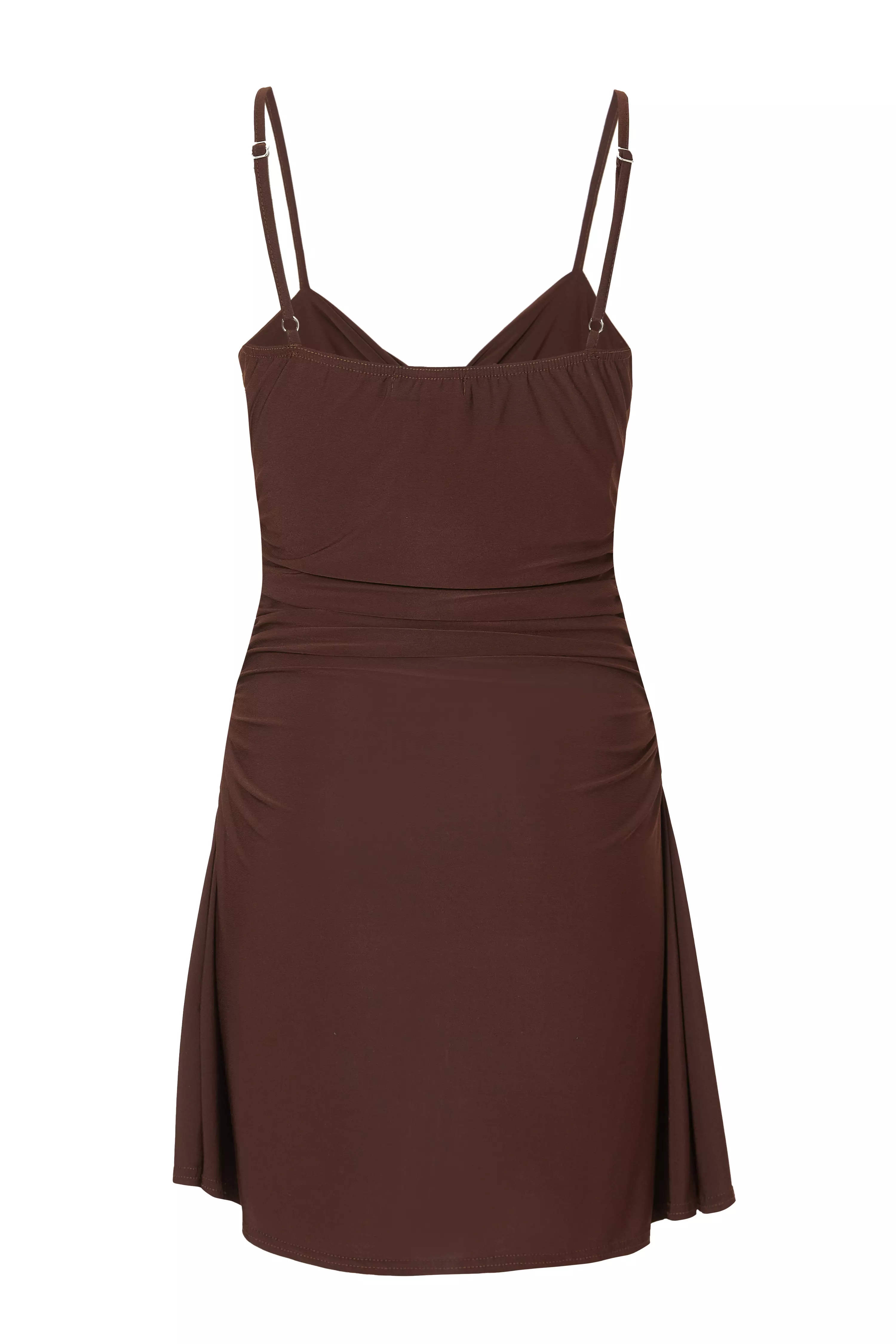 Brown Knot Front Mini Dress