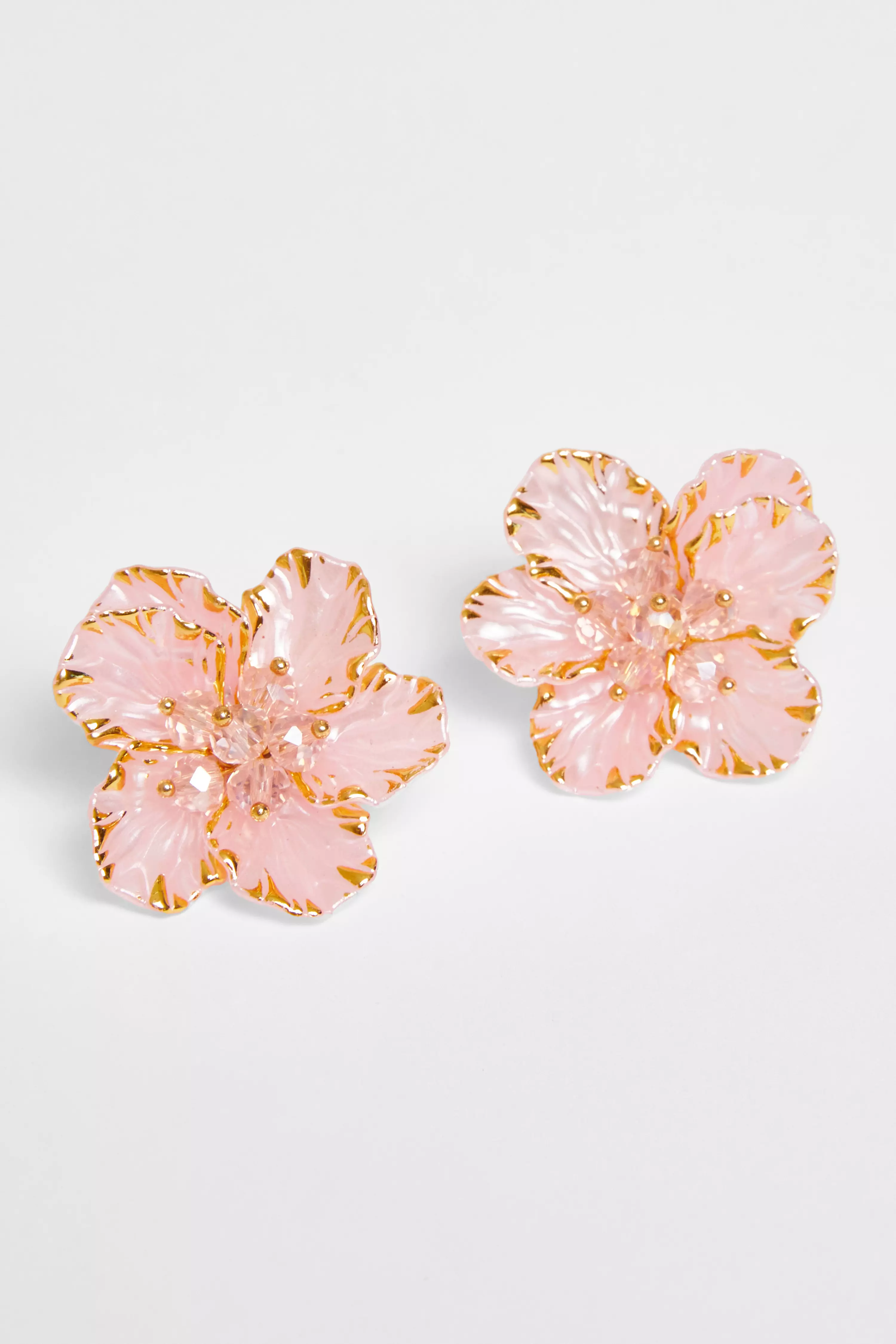 Pink Floral Stud Earrings