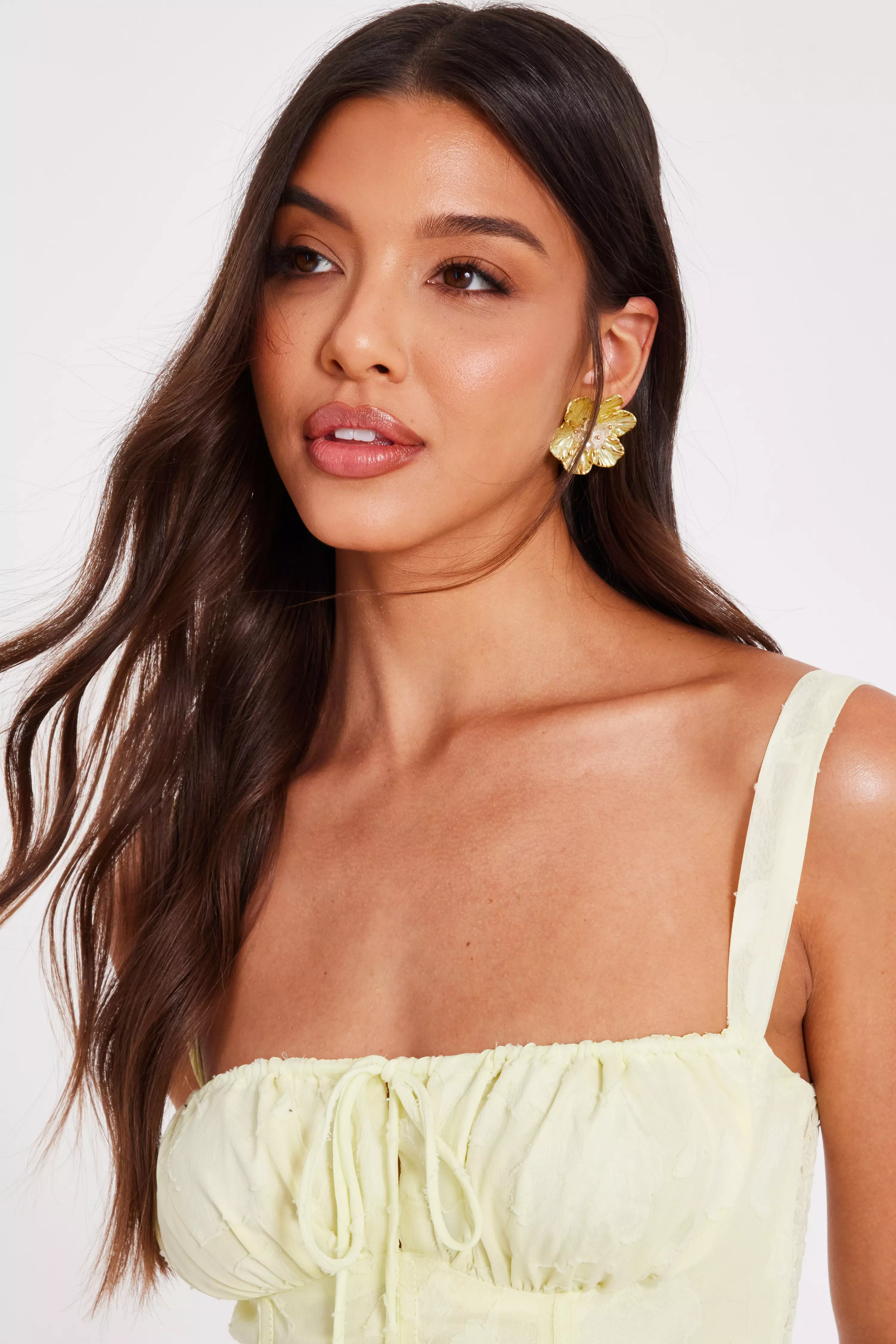 Yellow Floral Stud Earrings