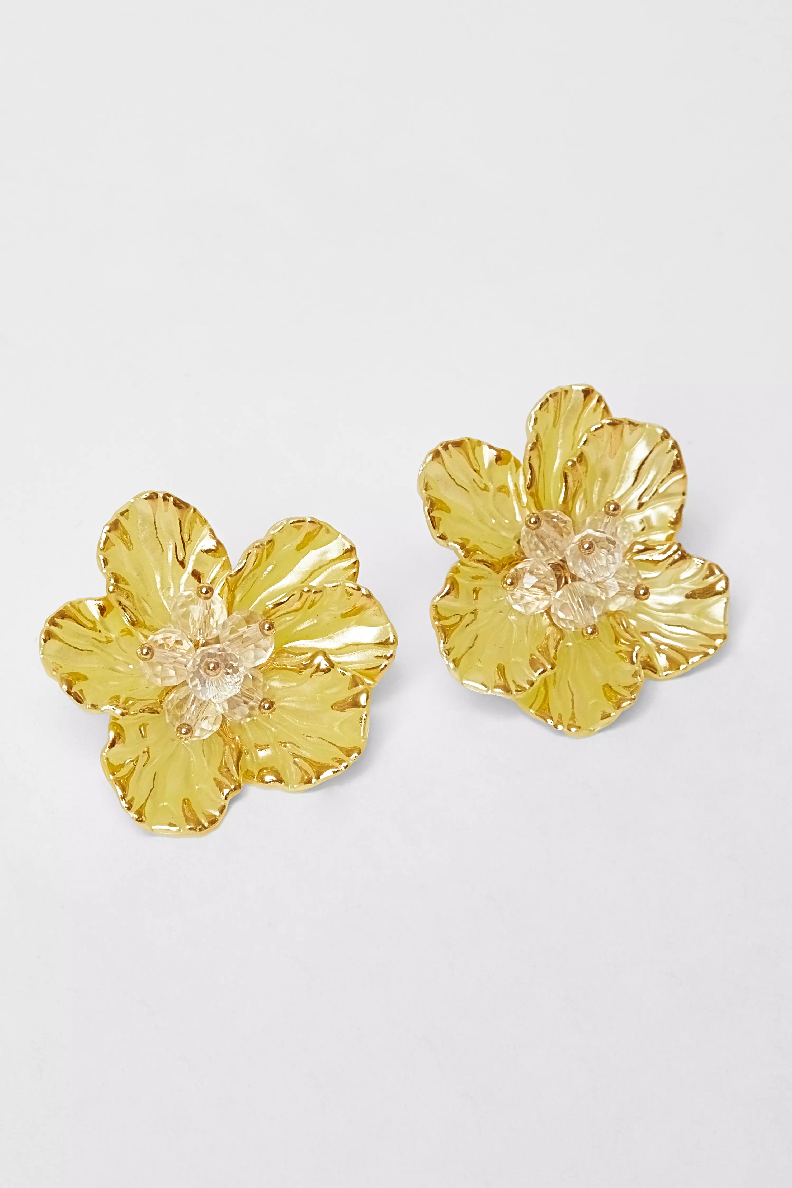 Yellow Floral Stud Earrings