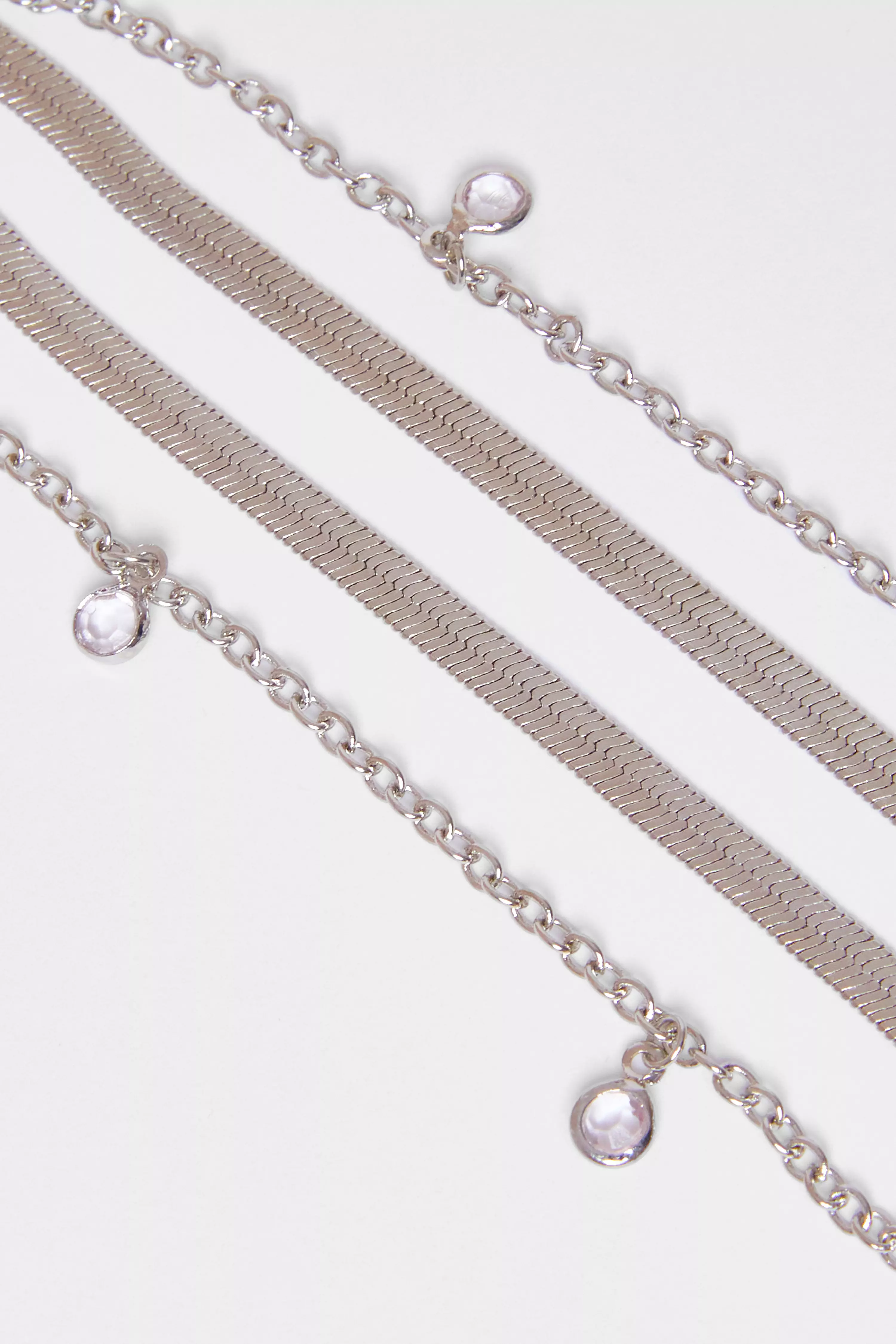 Silver Multi Stone Layered Necklace