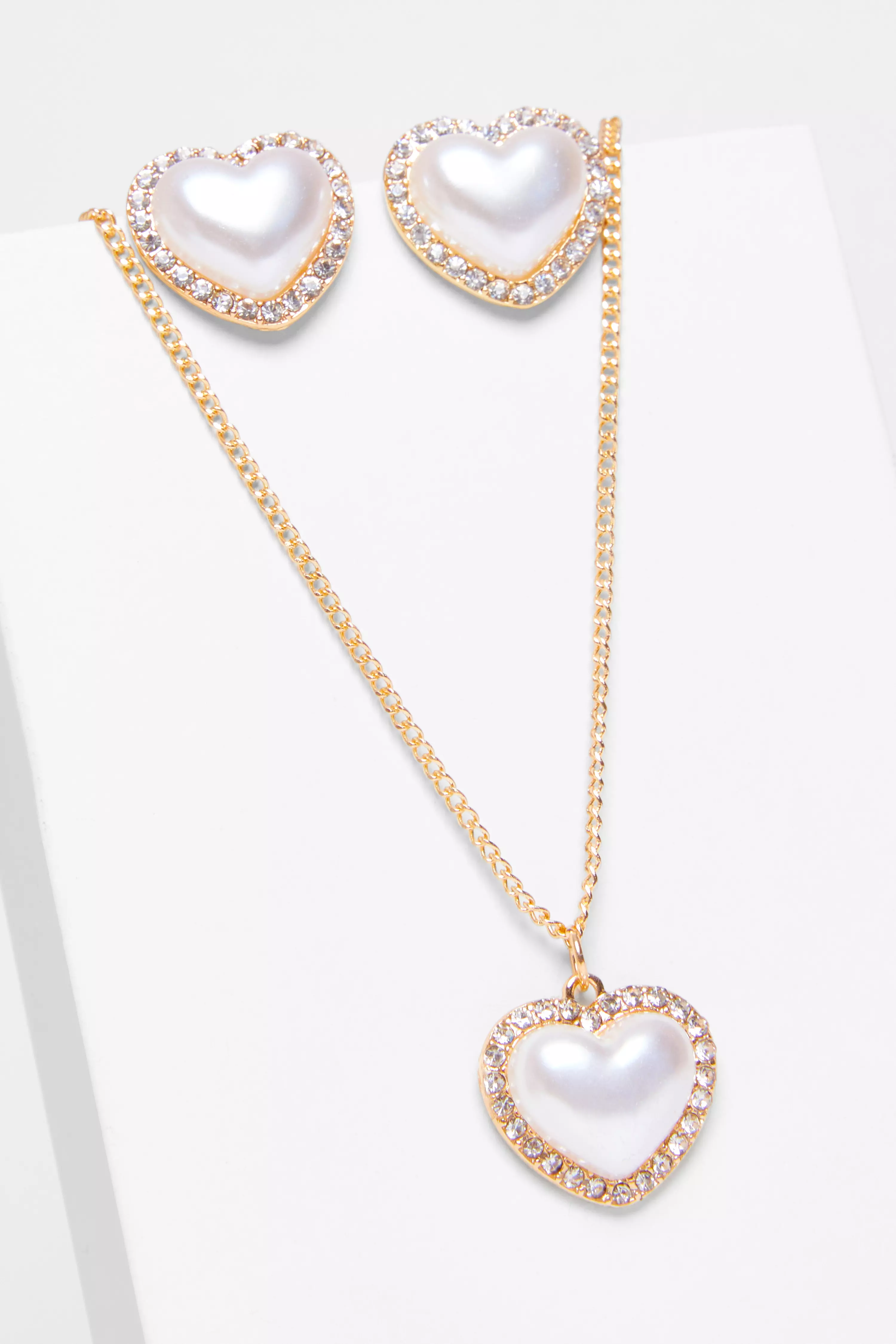 White Heart Jewellery Set