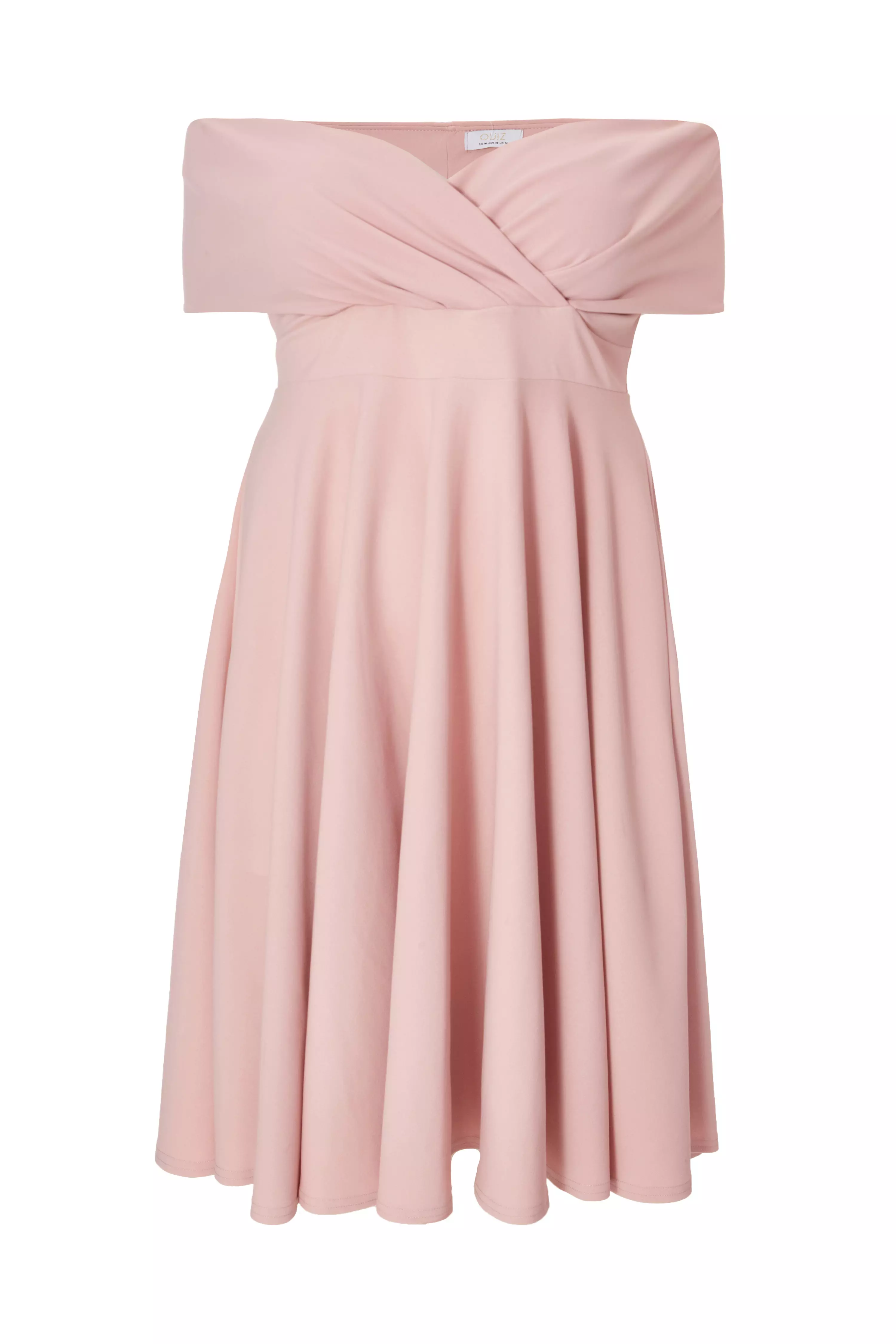 Curve Blush Bardot Skater Midi Dress