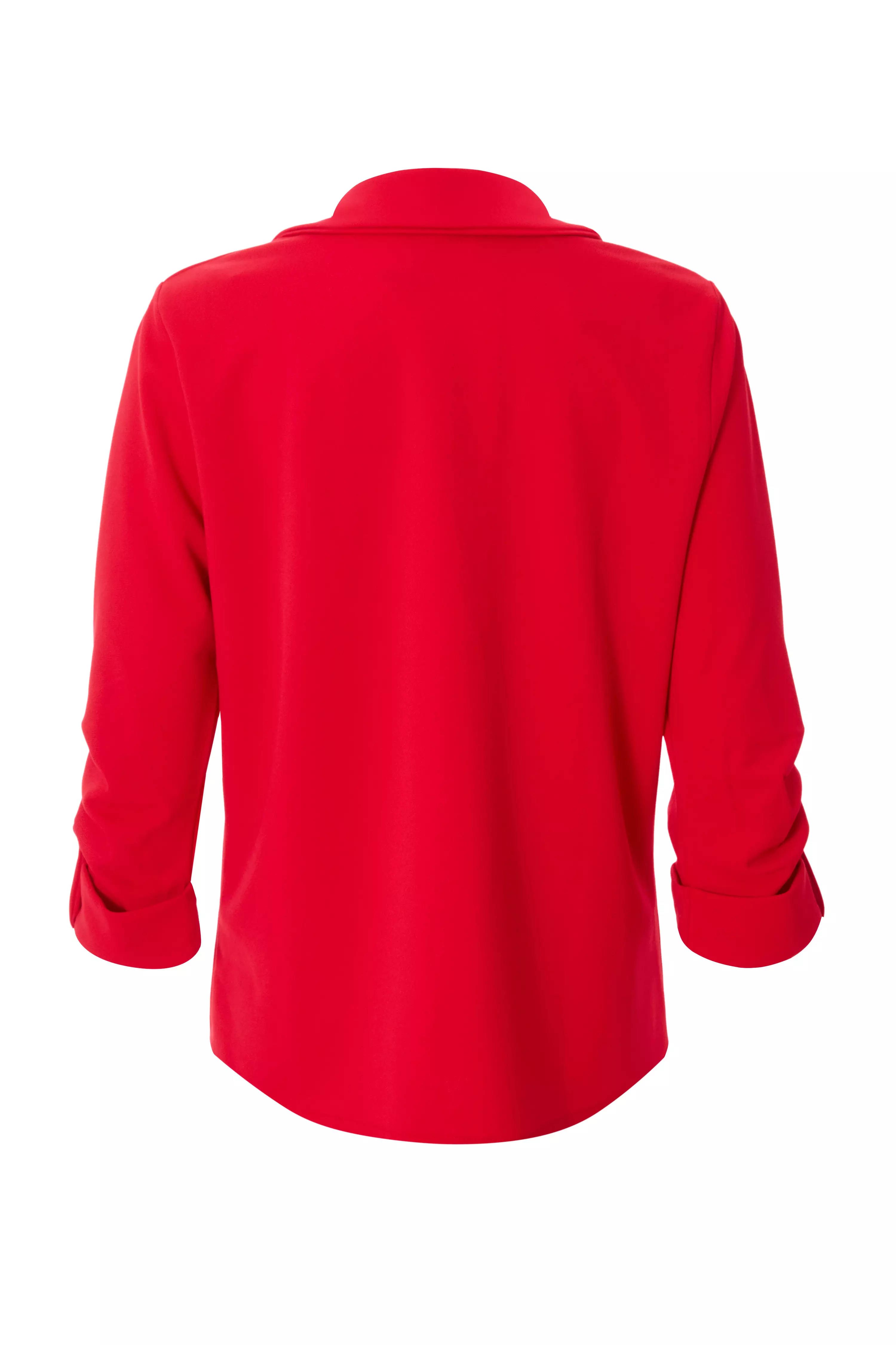 Petite Red Ruched Sleeve Blazer