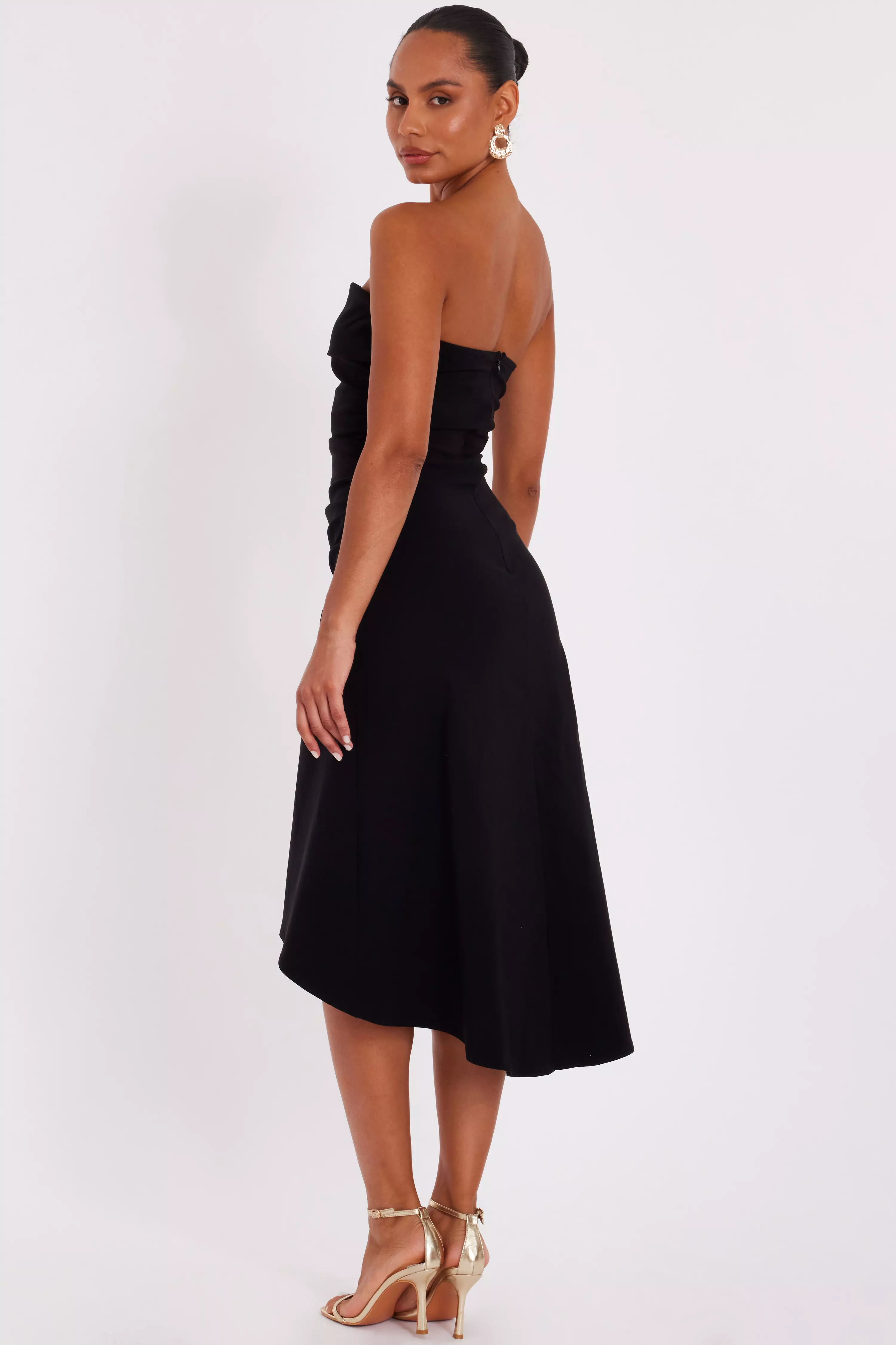 Black Bandeau Midi Dress
