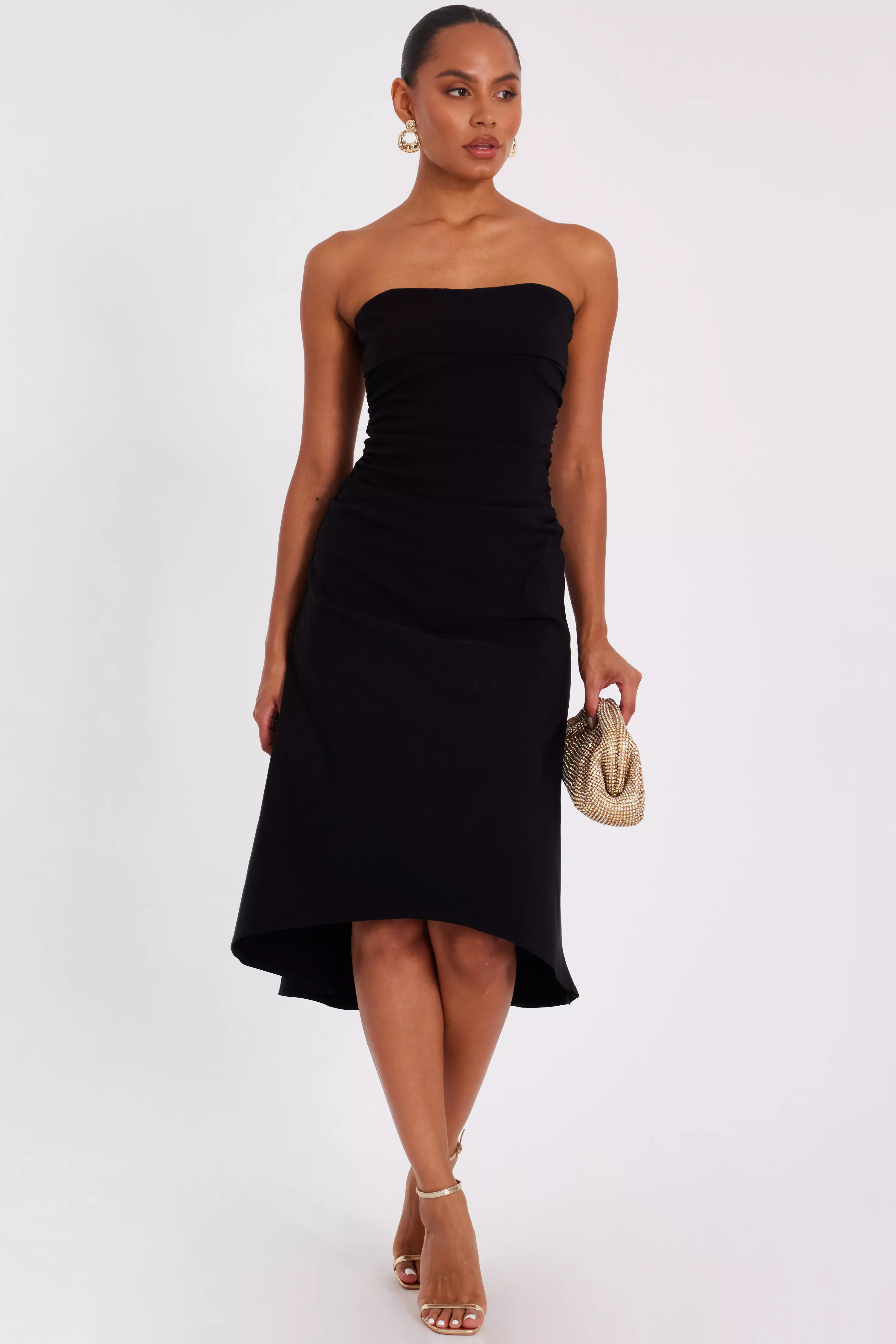 Black Bandeau Midi Dress