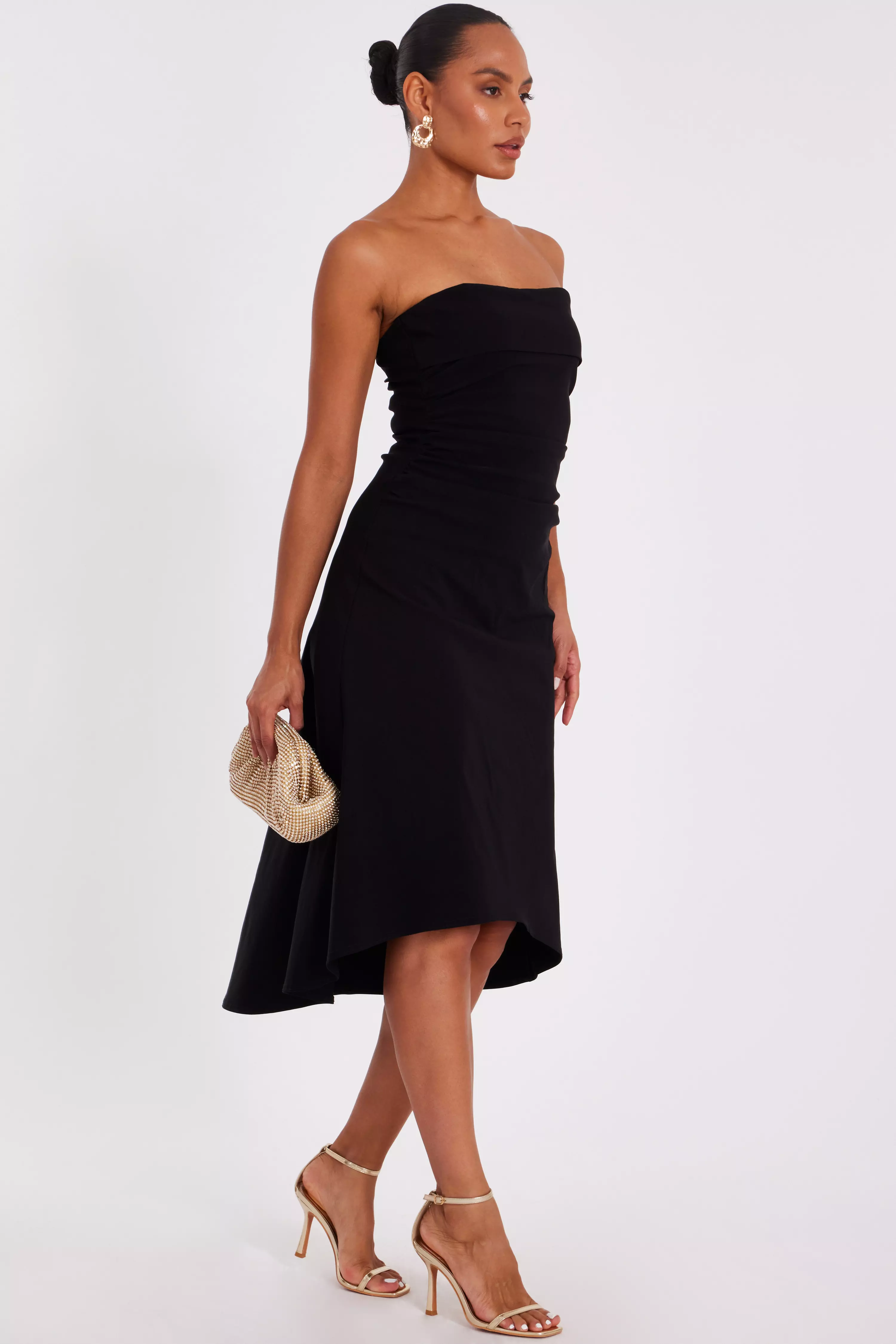 Black Bandeau Midi Dress