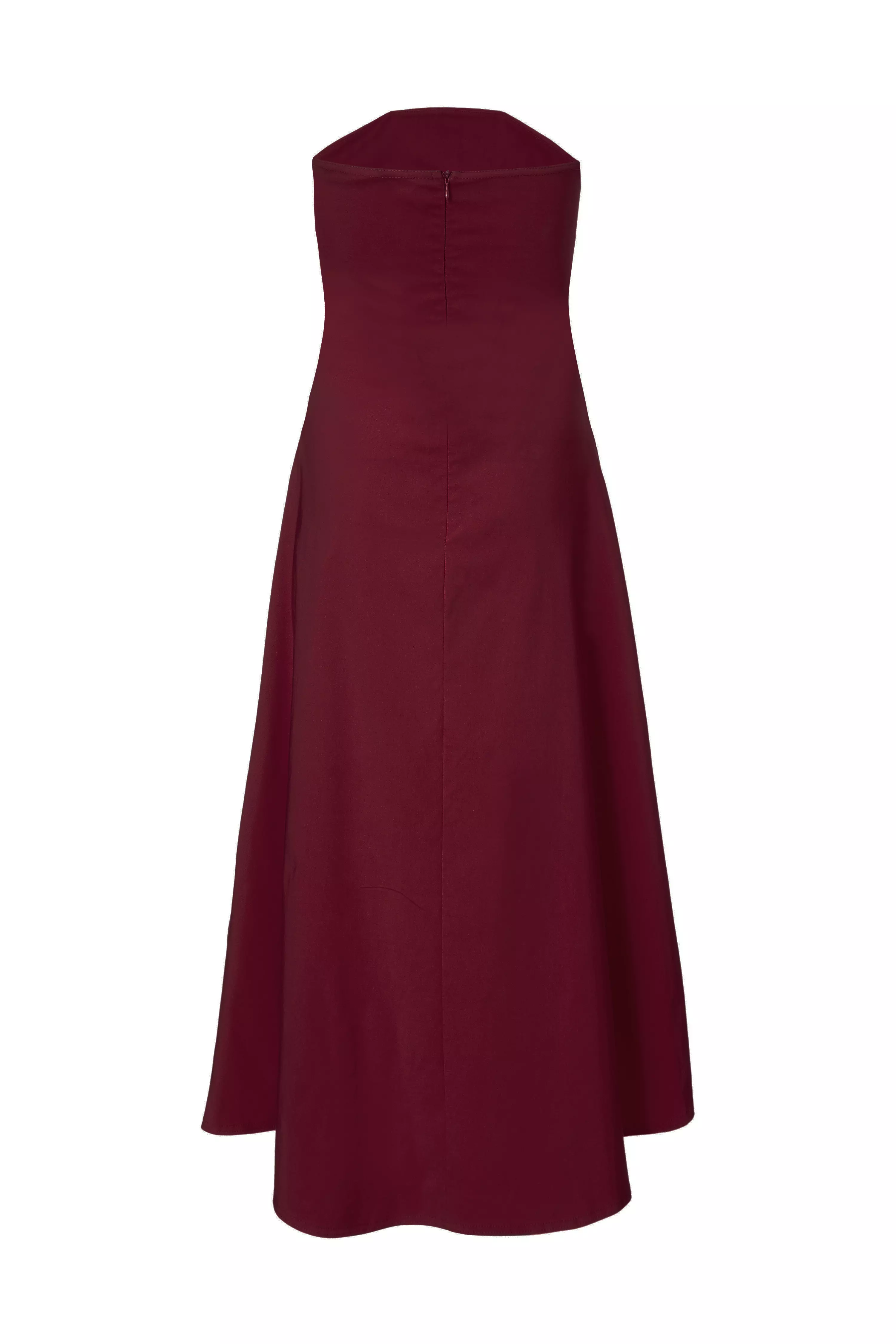 Dark Red Bandeau Midi Dress