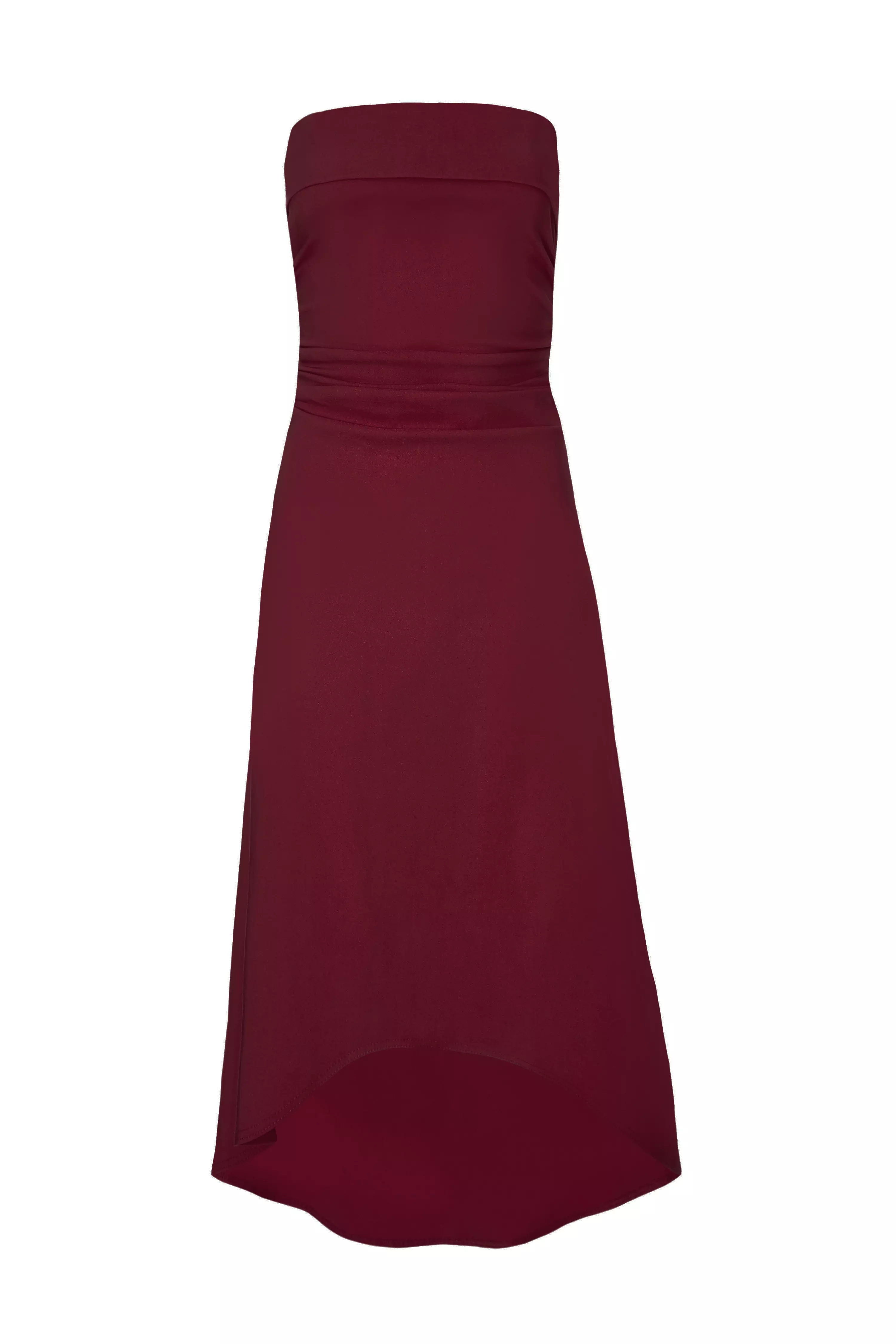 Dark Red Bandeau Midi Dress