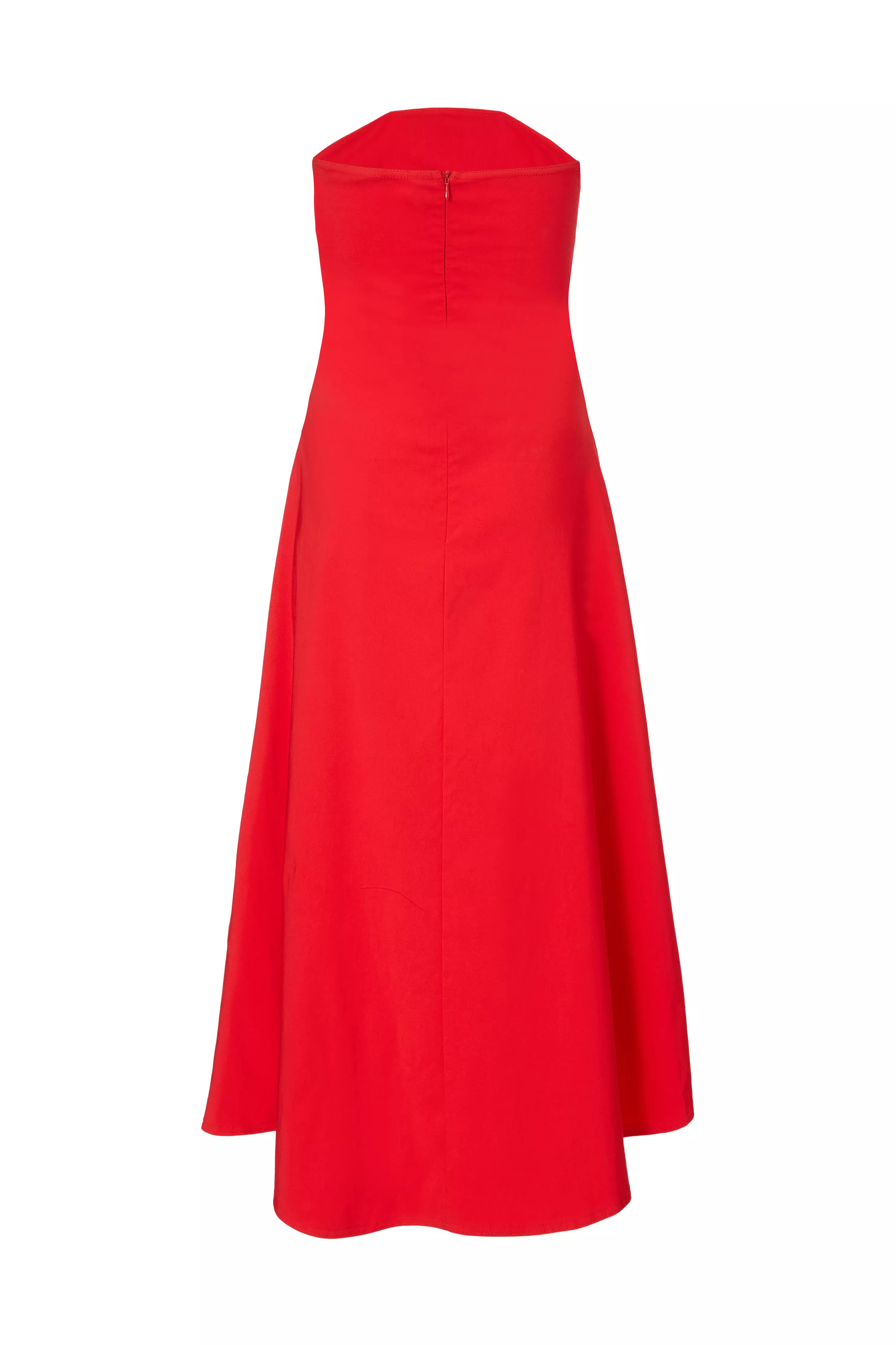 Red Bandeau Midi Dress