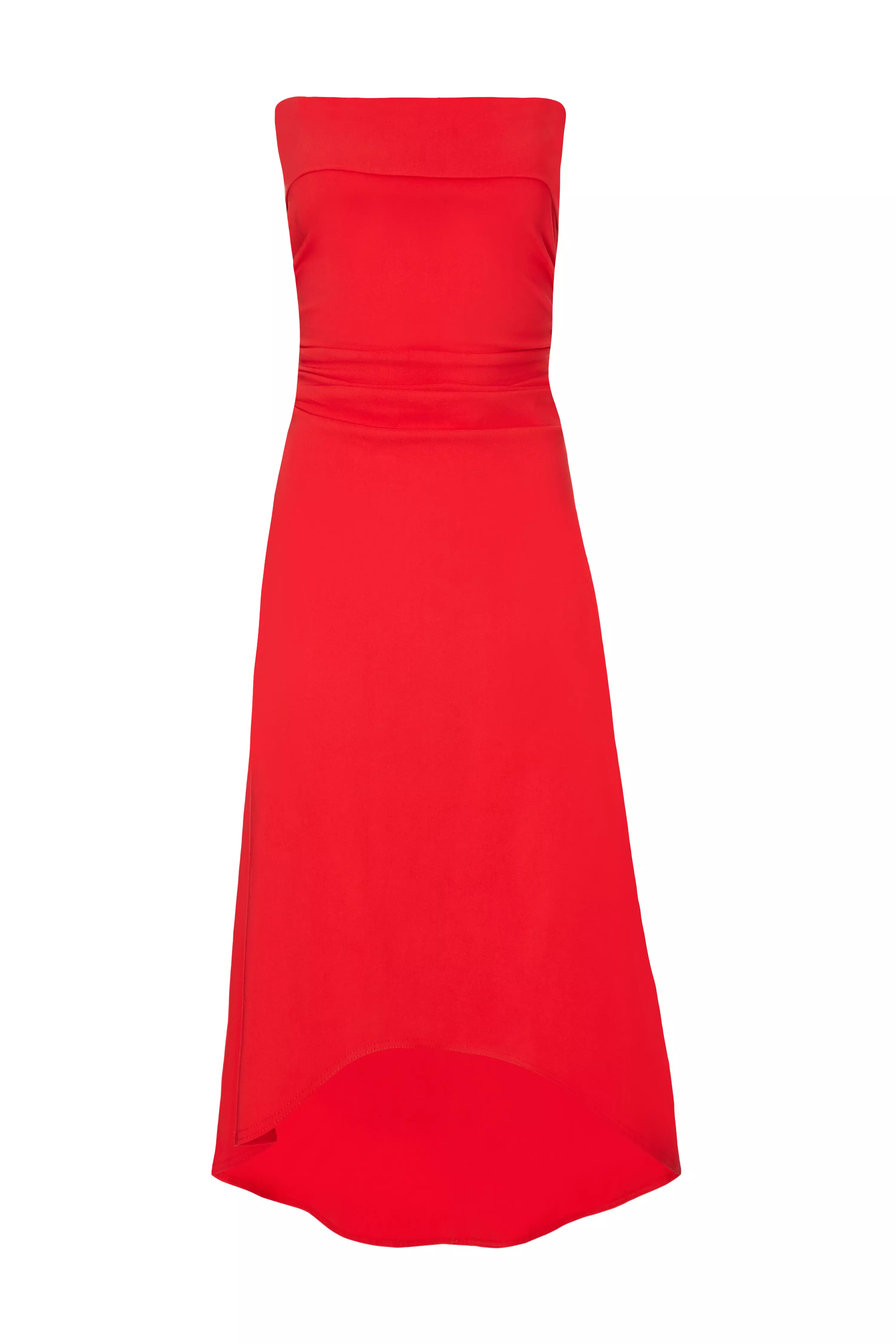 Red Bandeau Midi Dress