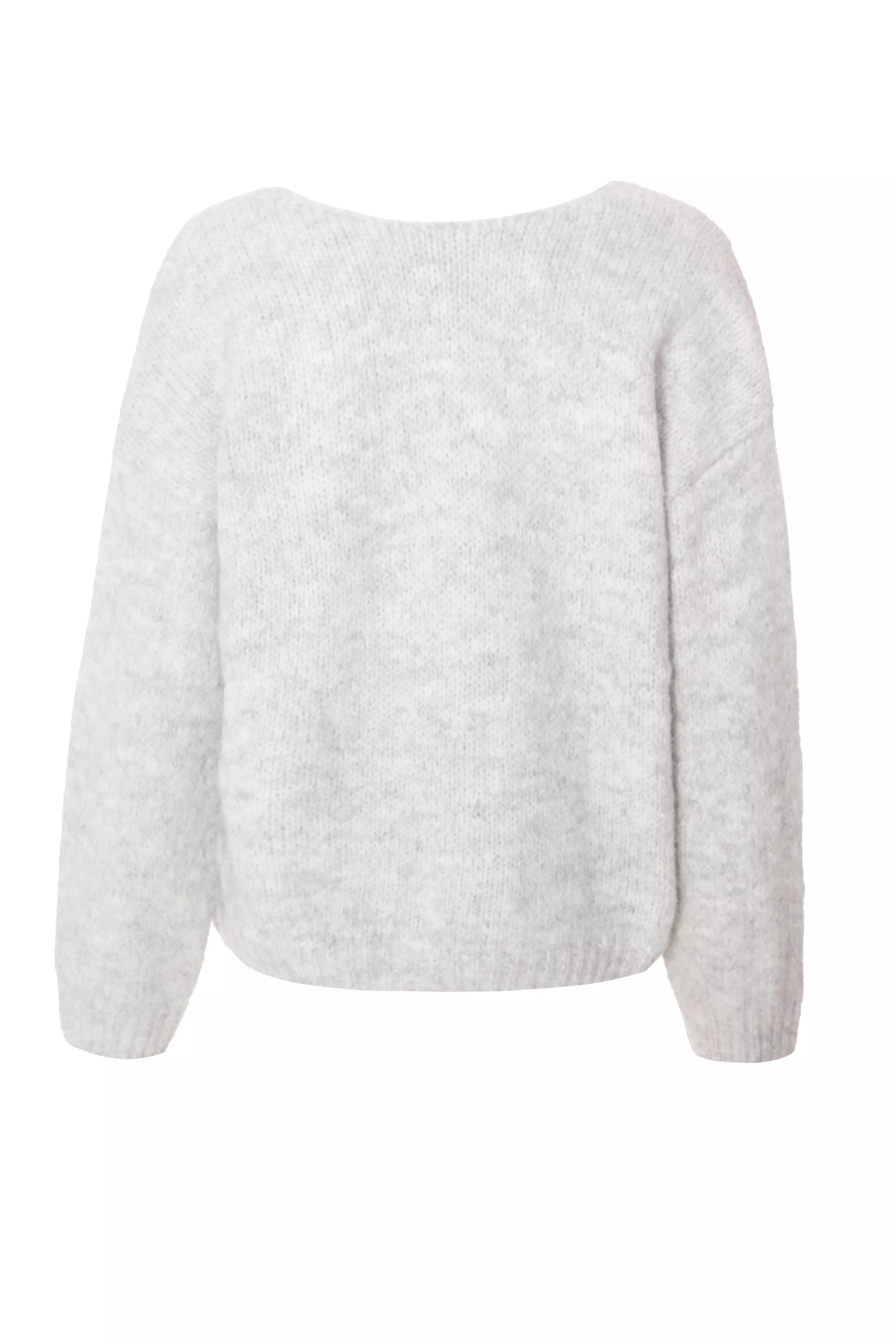 Grey Knit Bow Jumper