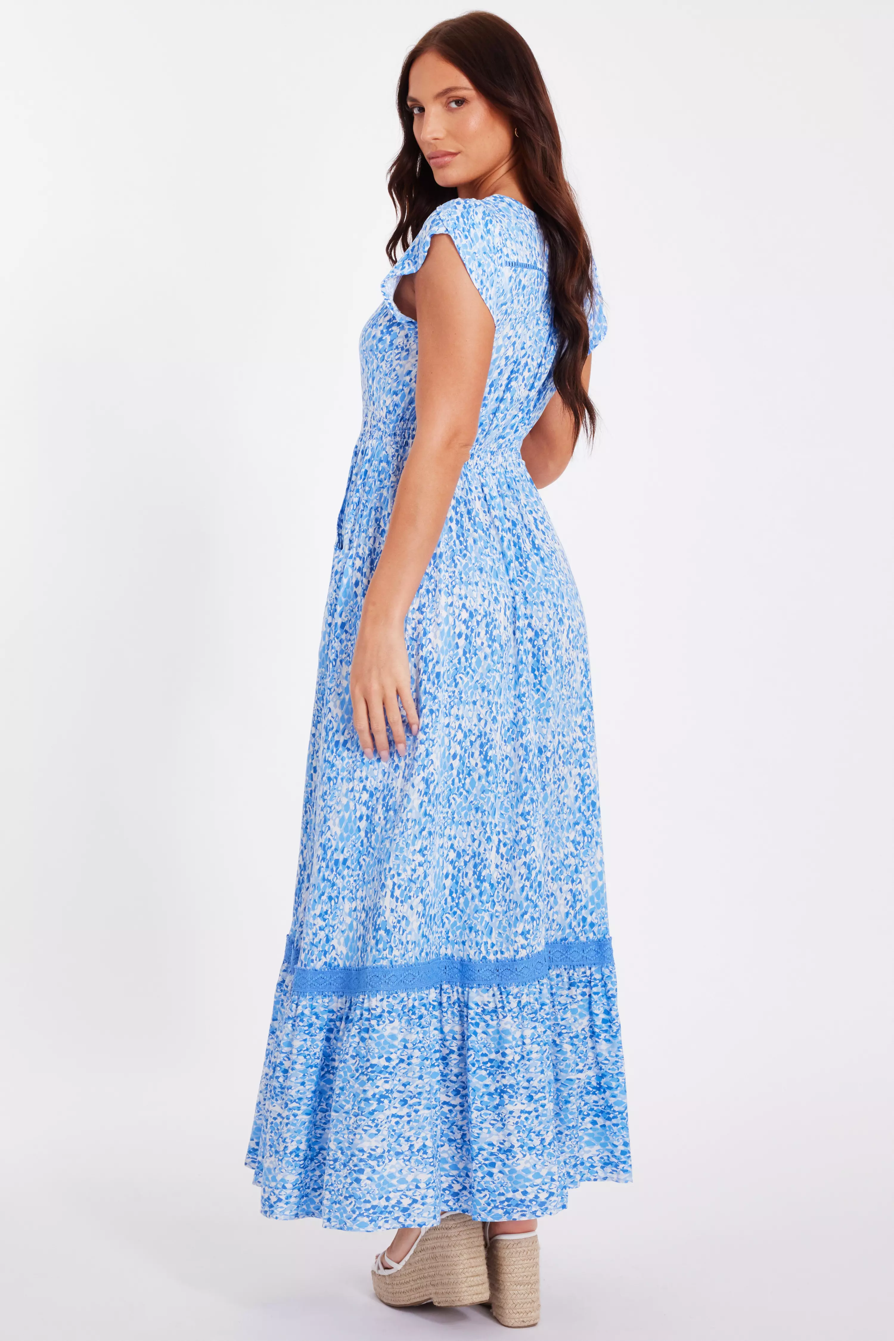 Blue Animal Print Midaxi Dress
