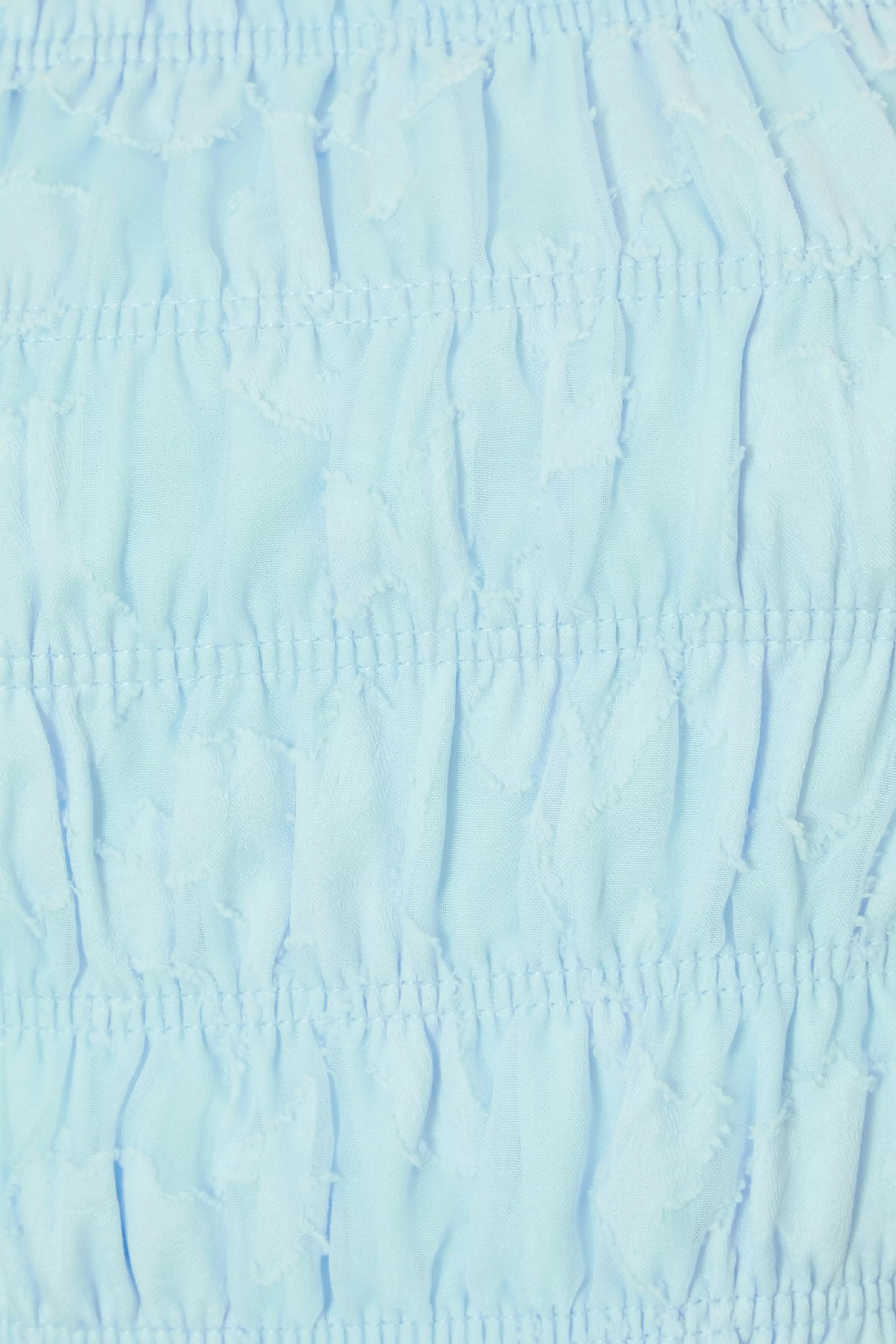 Blue Jacquard Gathered Top