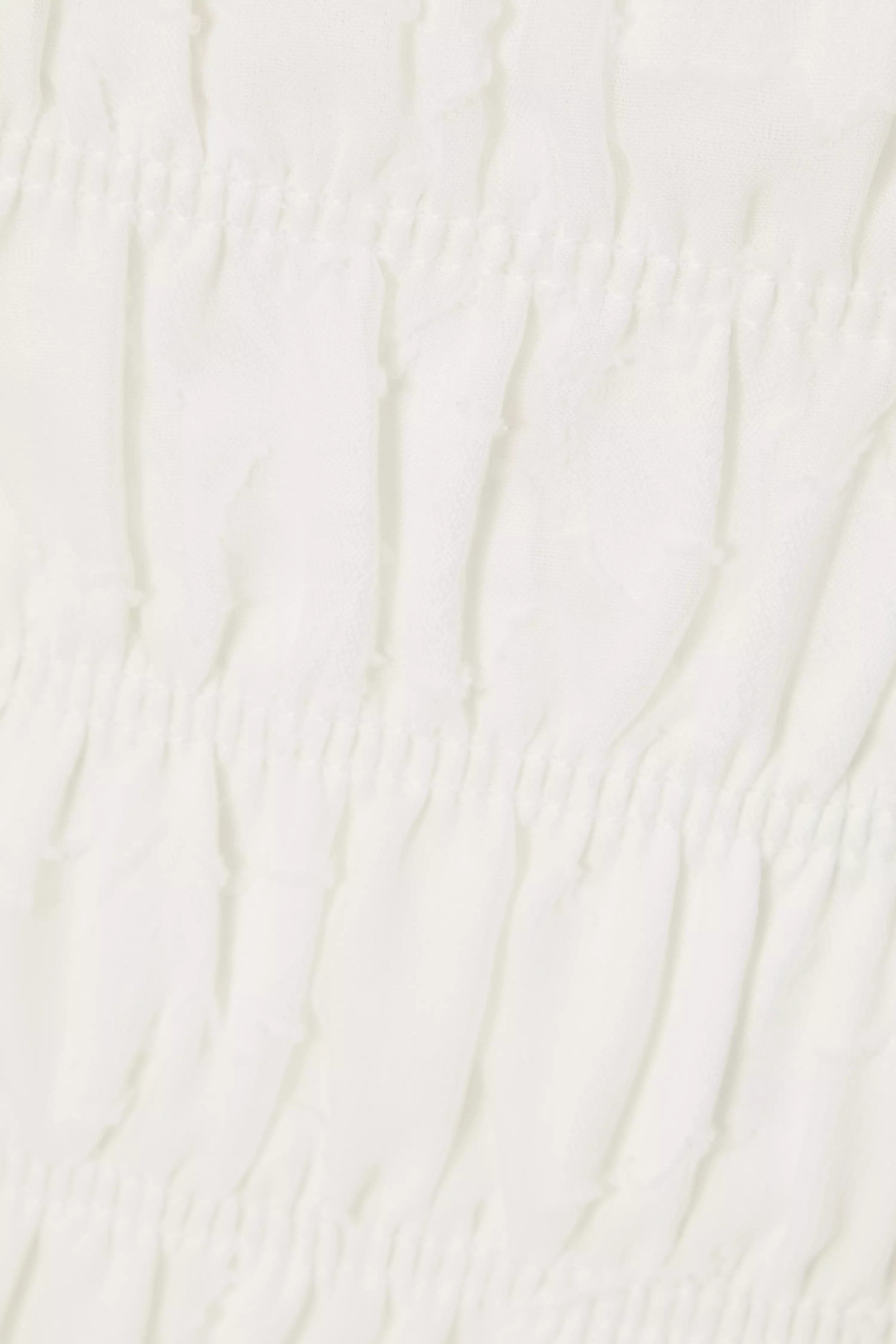 Cream Jacquard Gathered Top