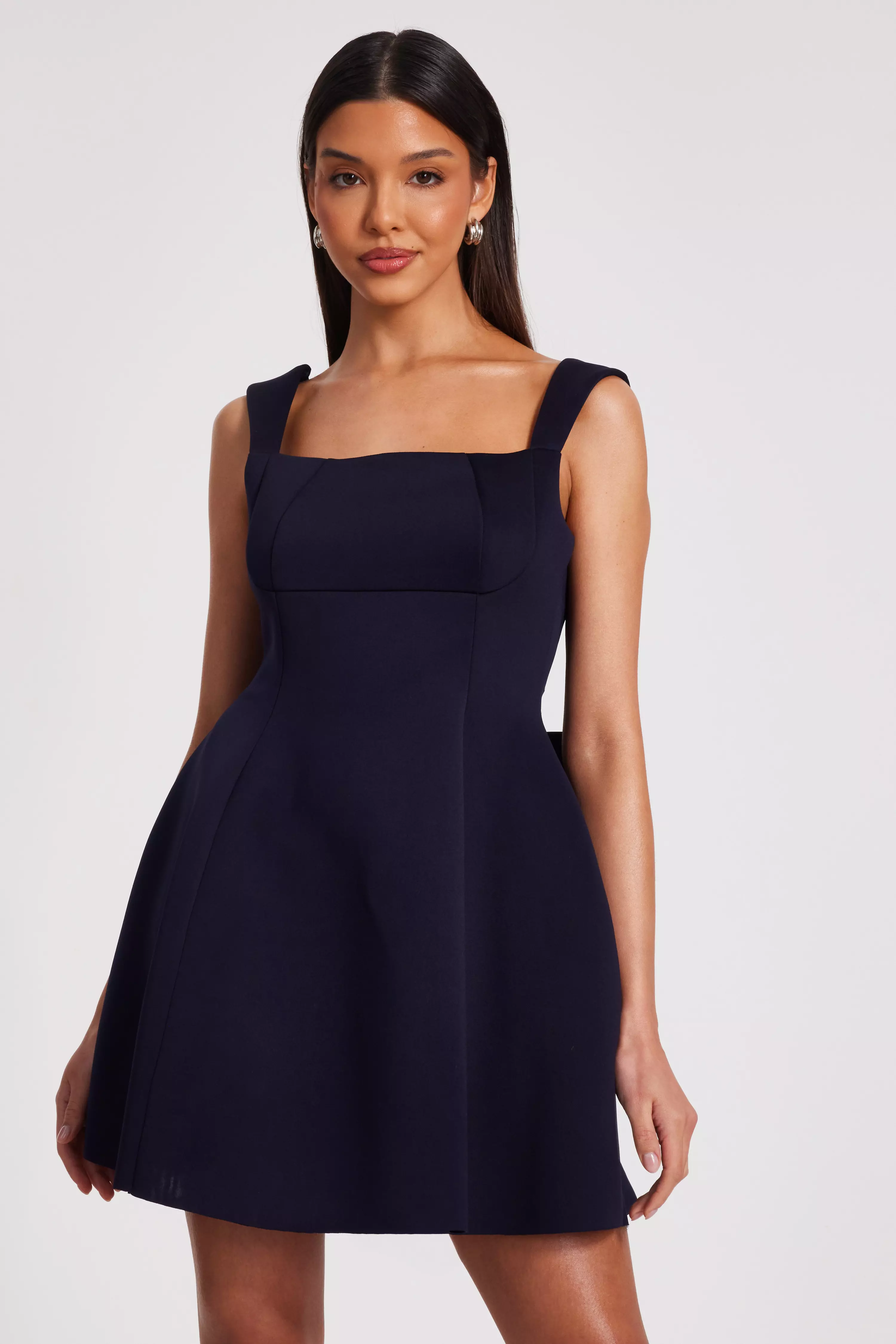 Navy Bow Skater Dress