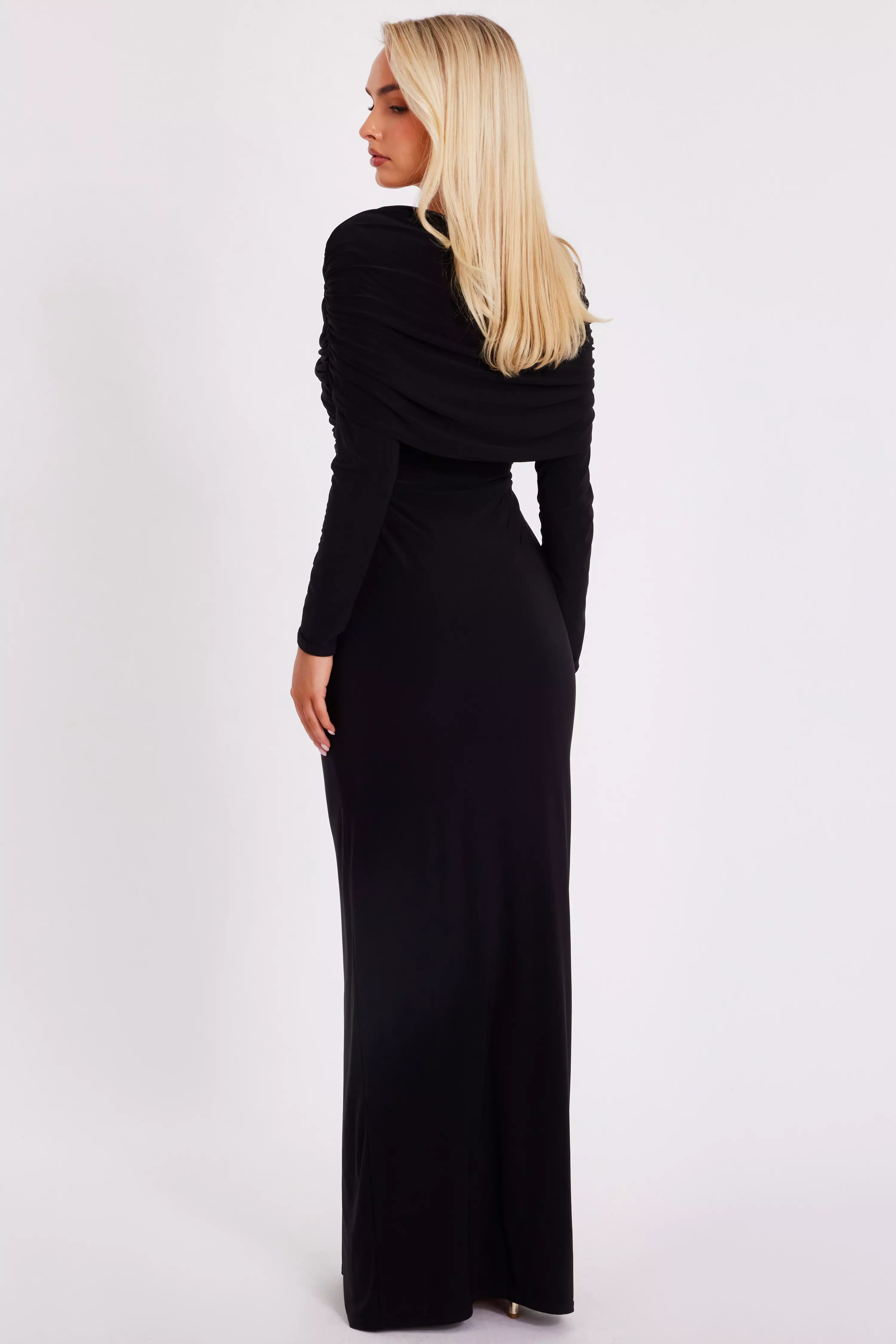 Black Draped Maxi Dress
