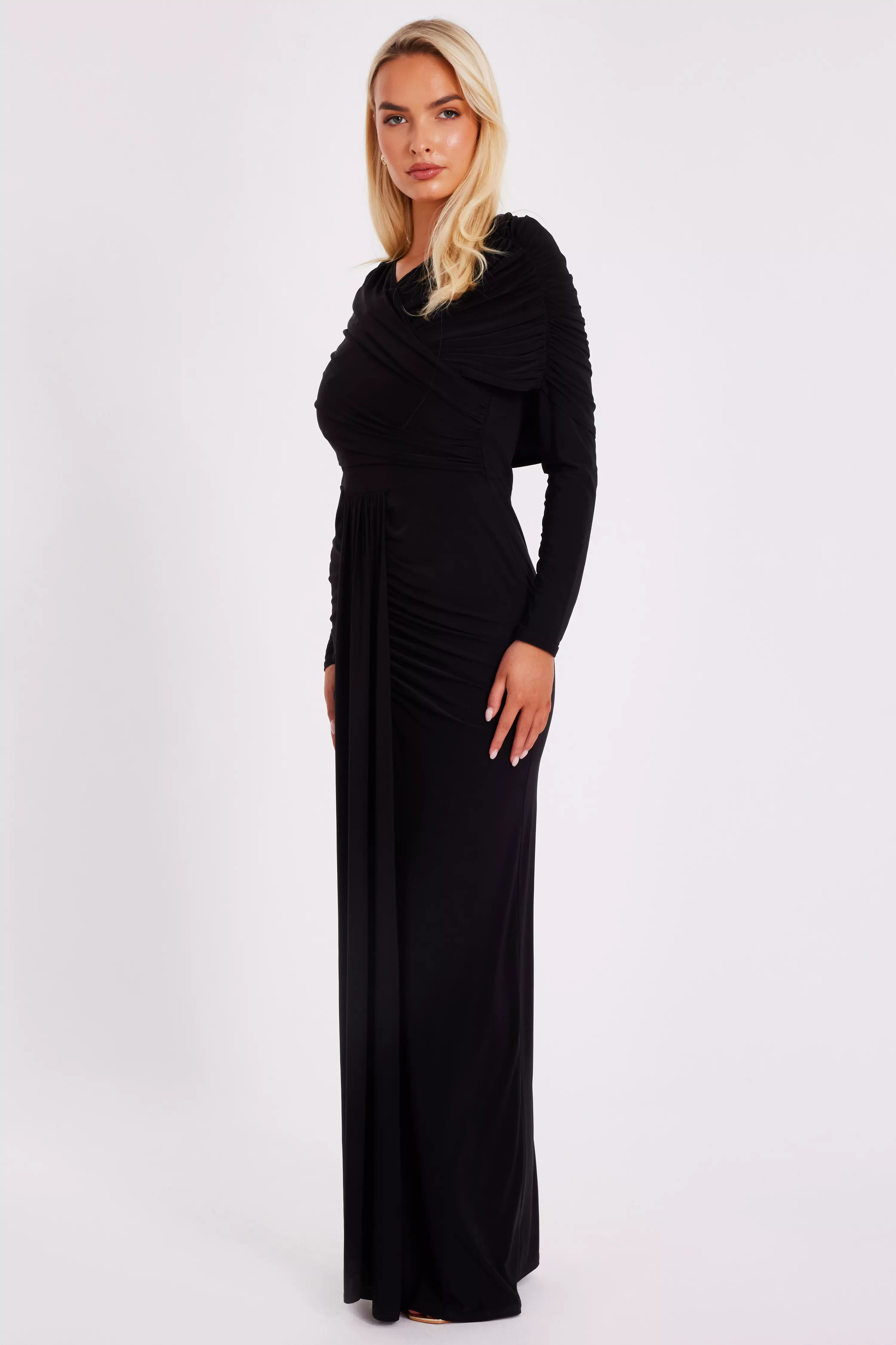 Black Draped Maxi Dress