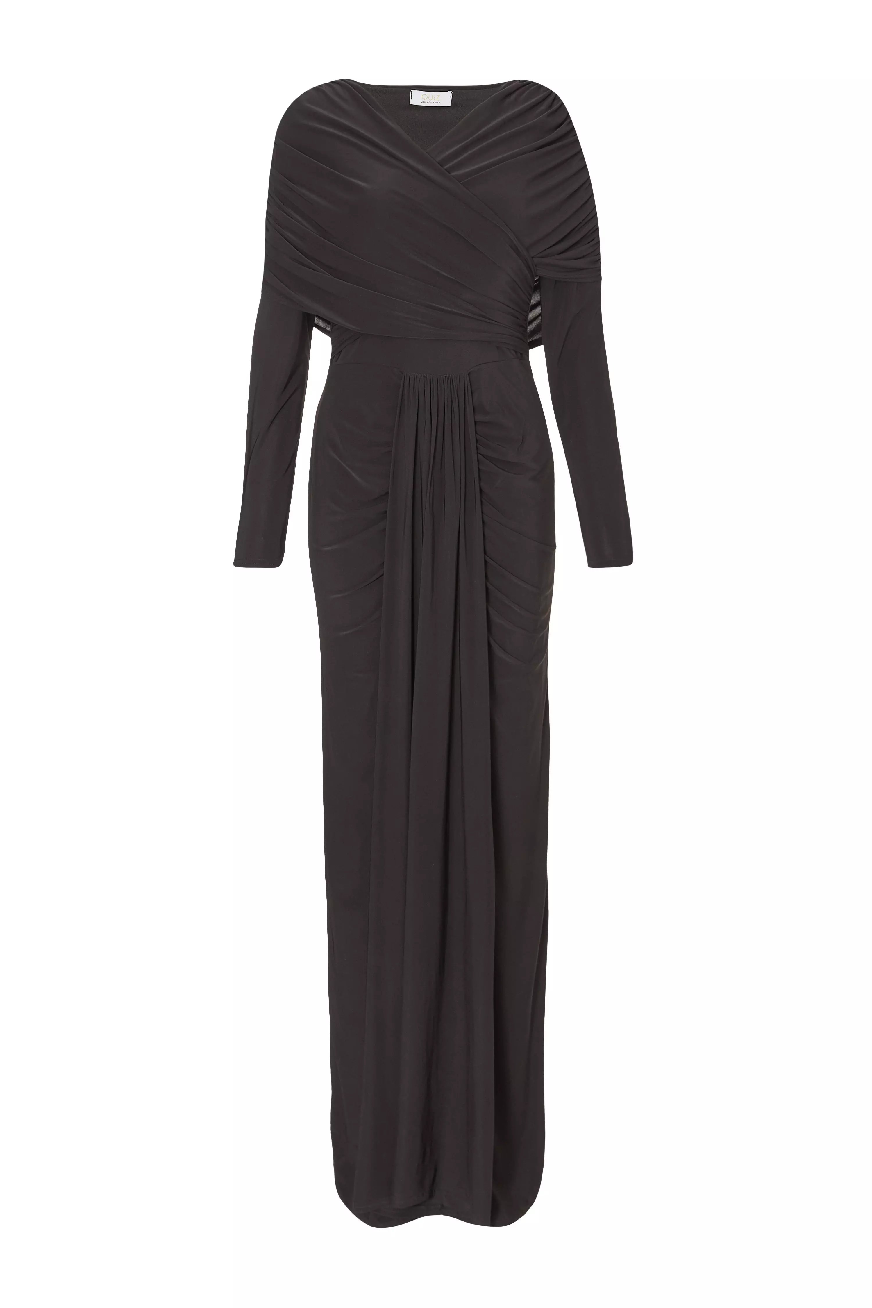 Black Draped Maxi Dress