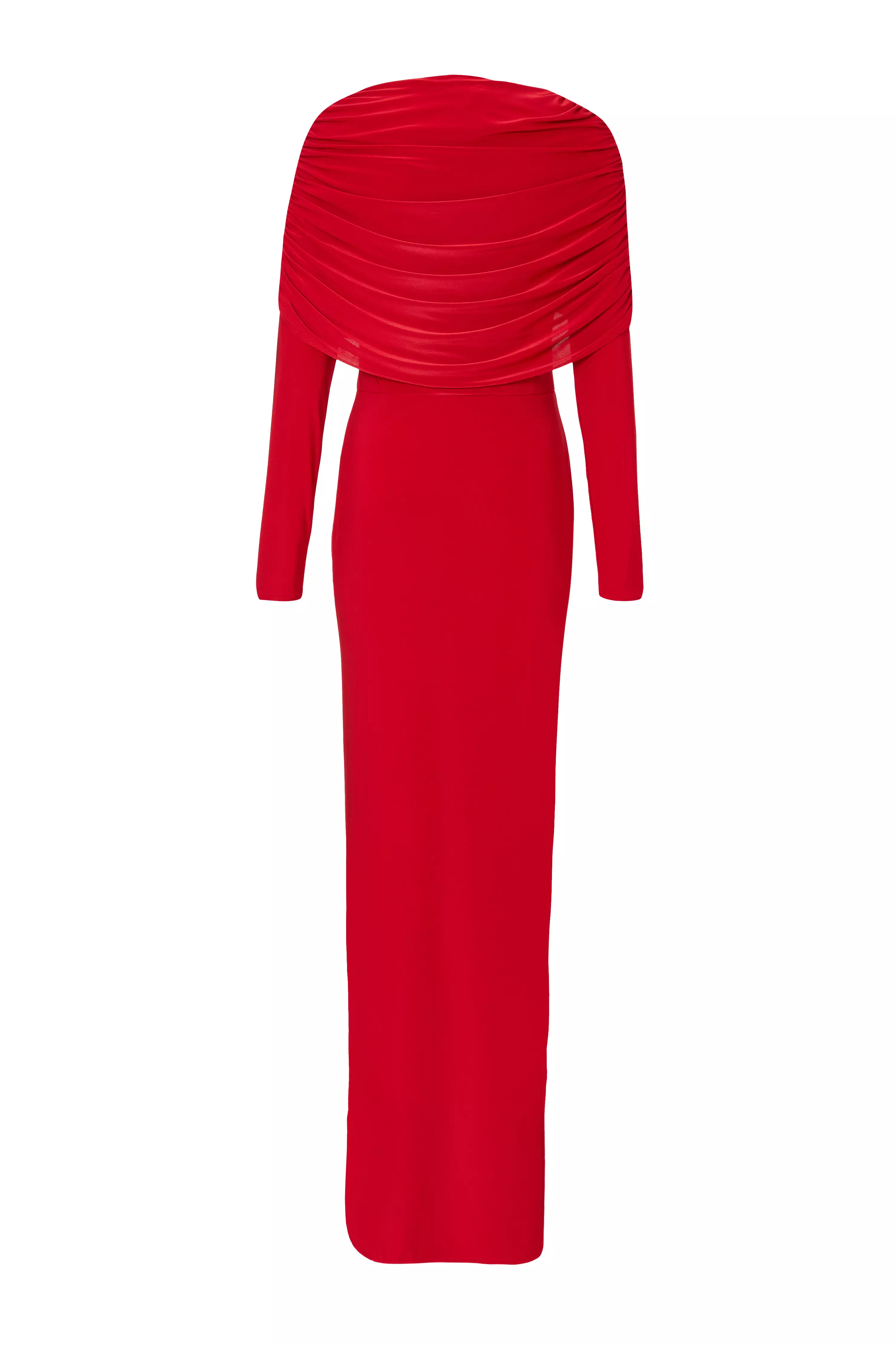 Red Draped Maxi Dress