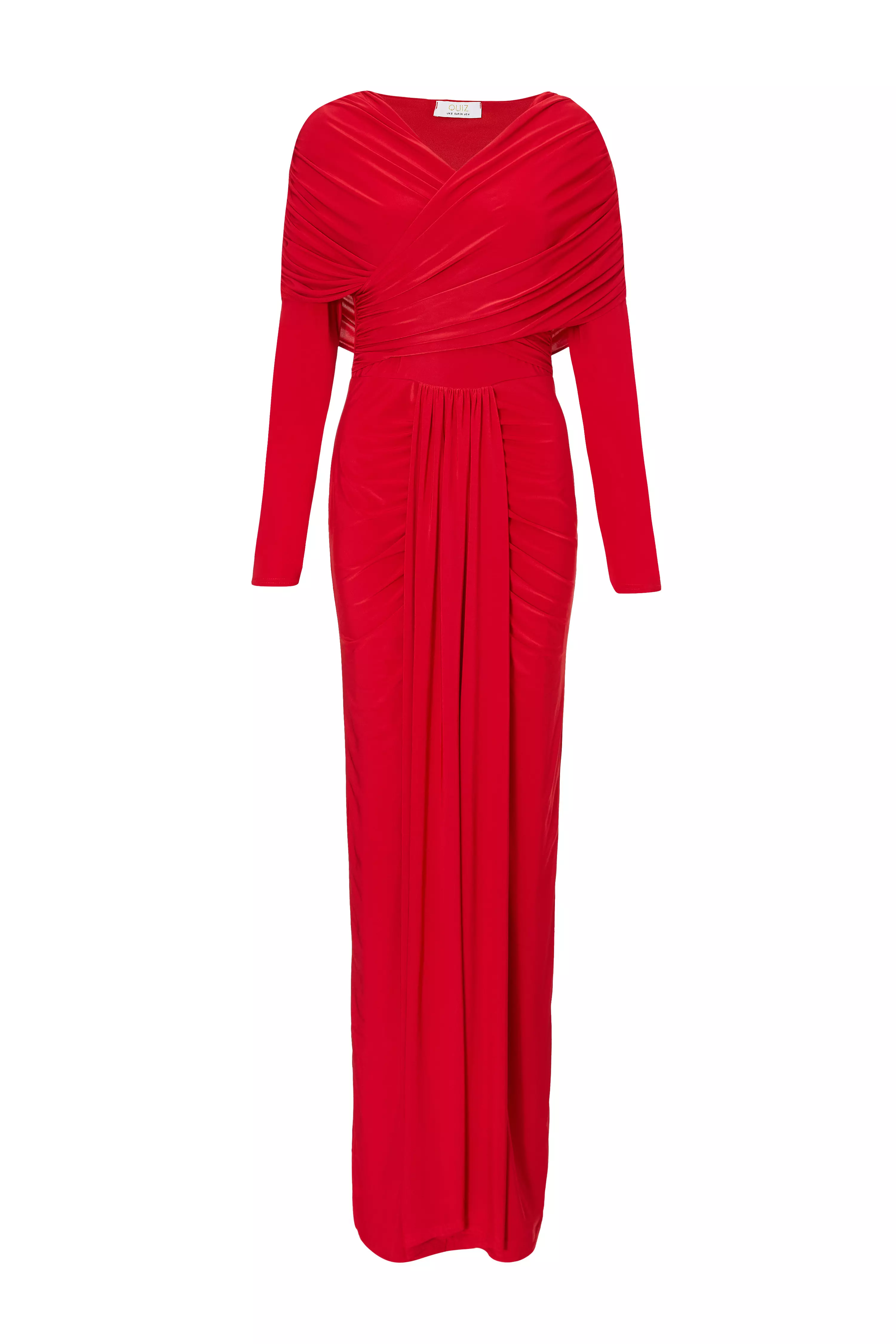 Red Draped Maxi Dress