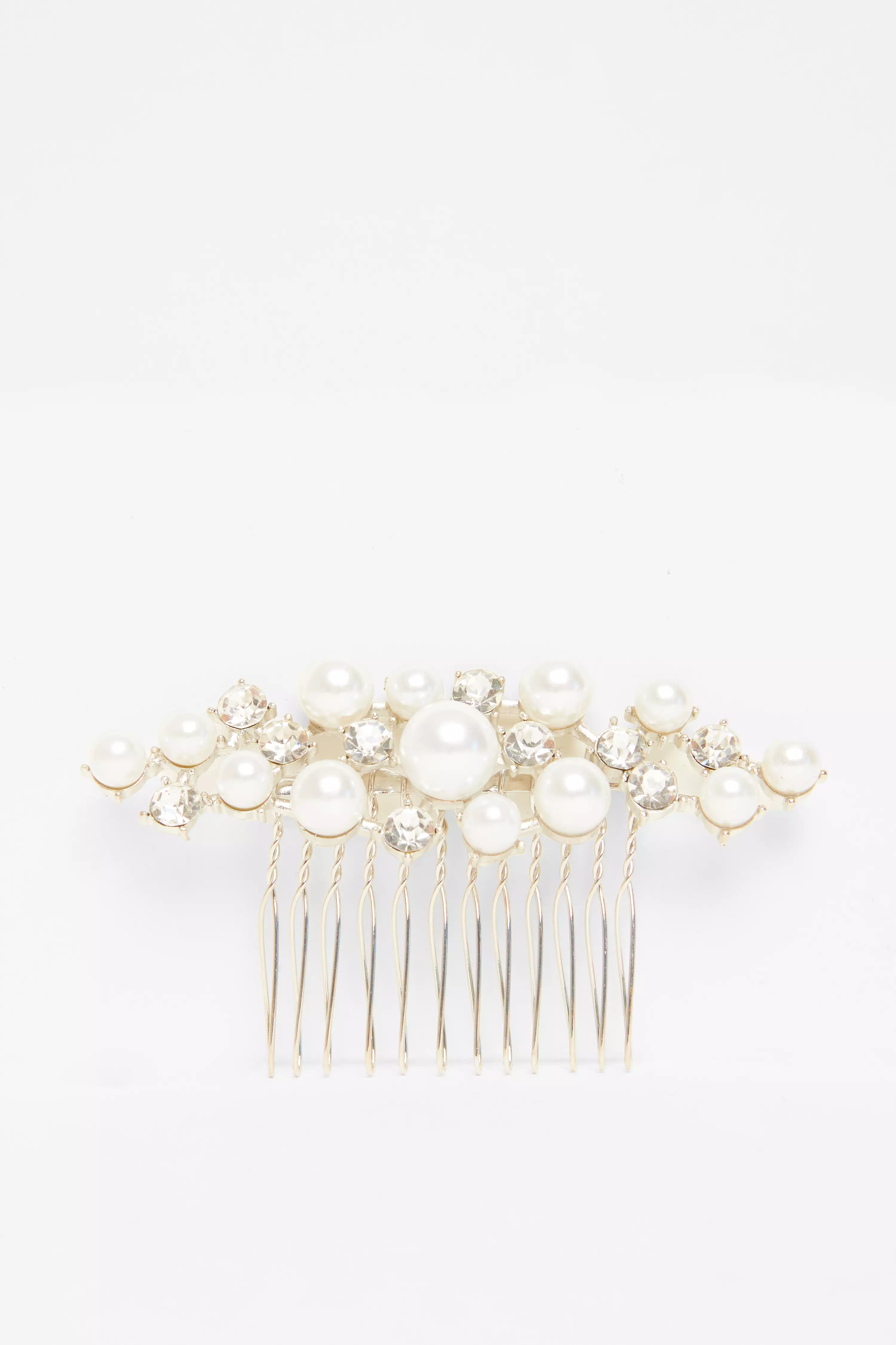 Silver Embellished Hair Comb