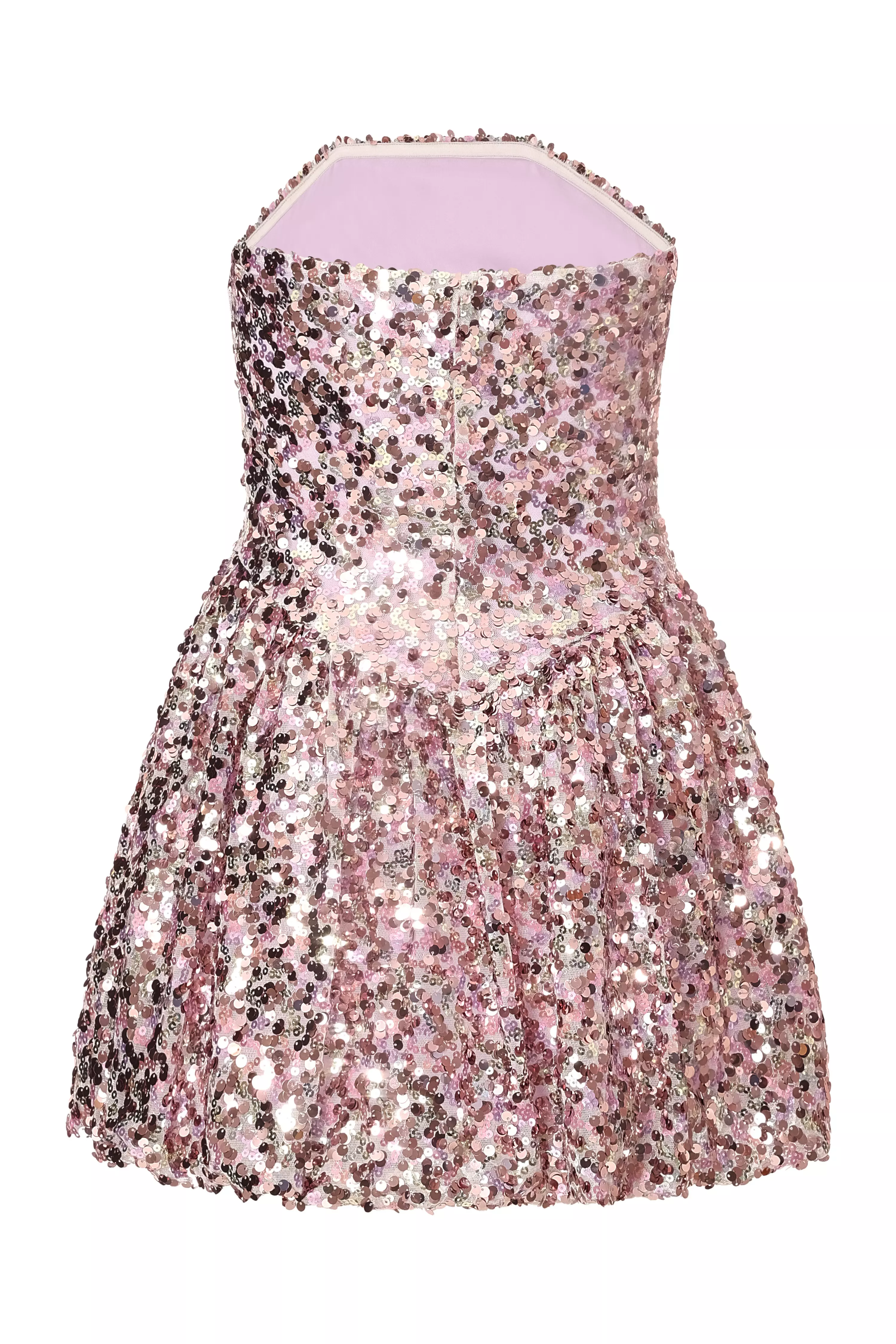 Lilac Sequin Puff Ball Mini Dress