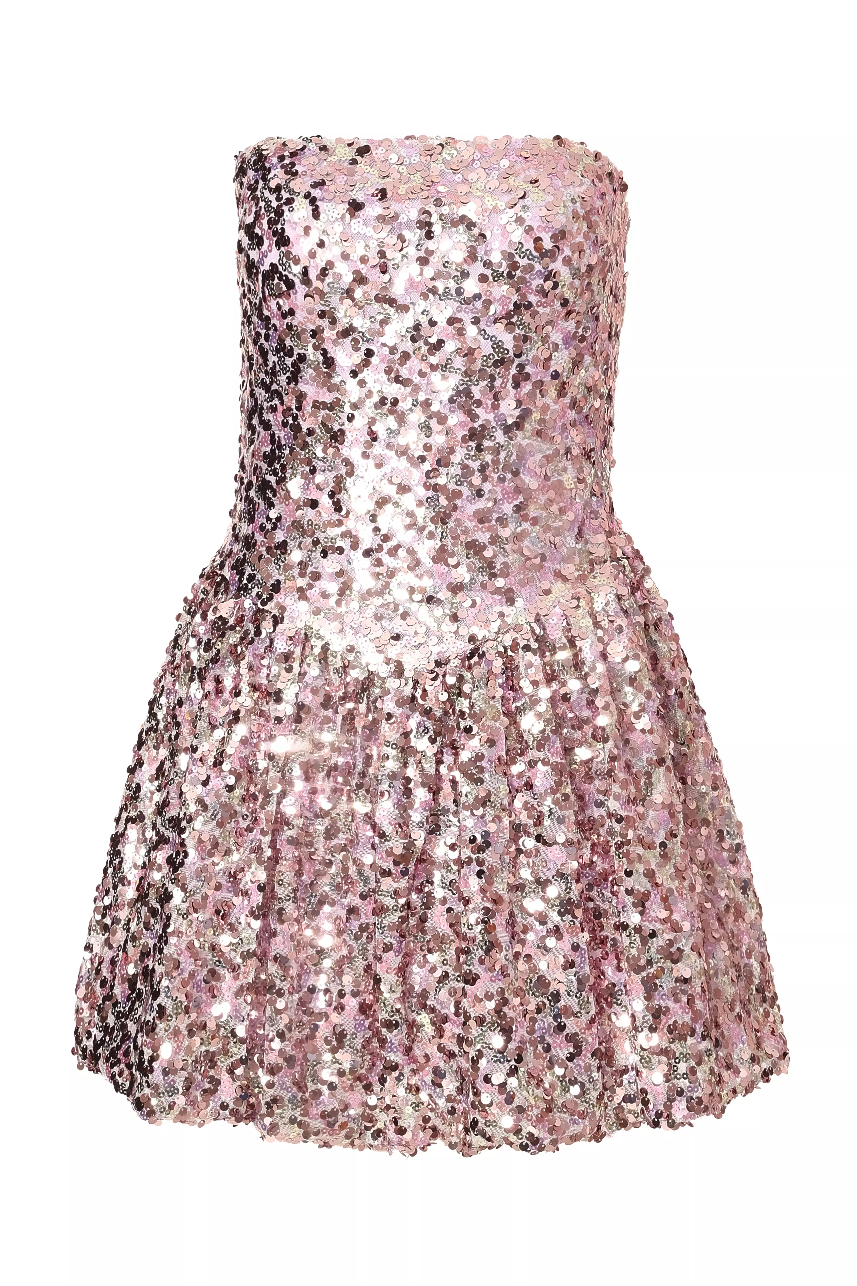 Lilac Sequin Puff Ball Mini Dress