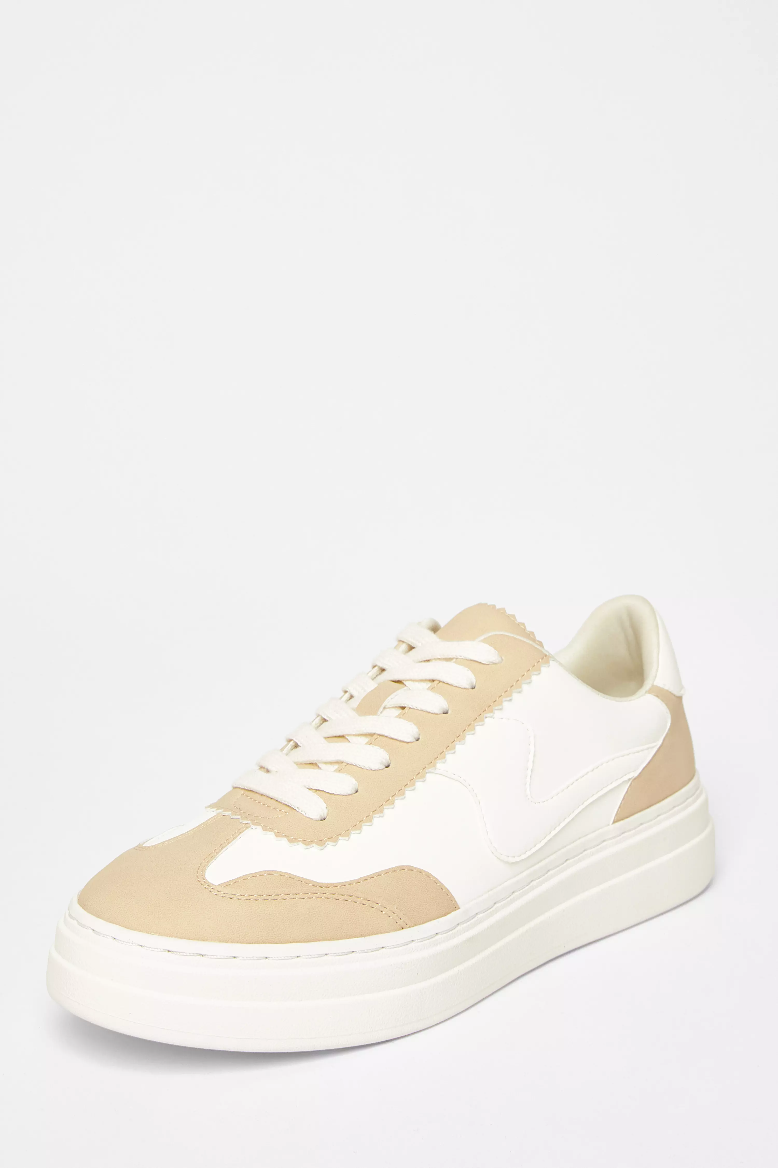 Nude Faux Leather Chunky Trainers