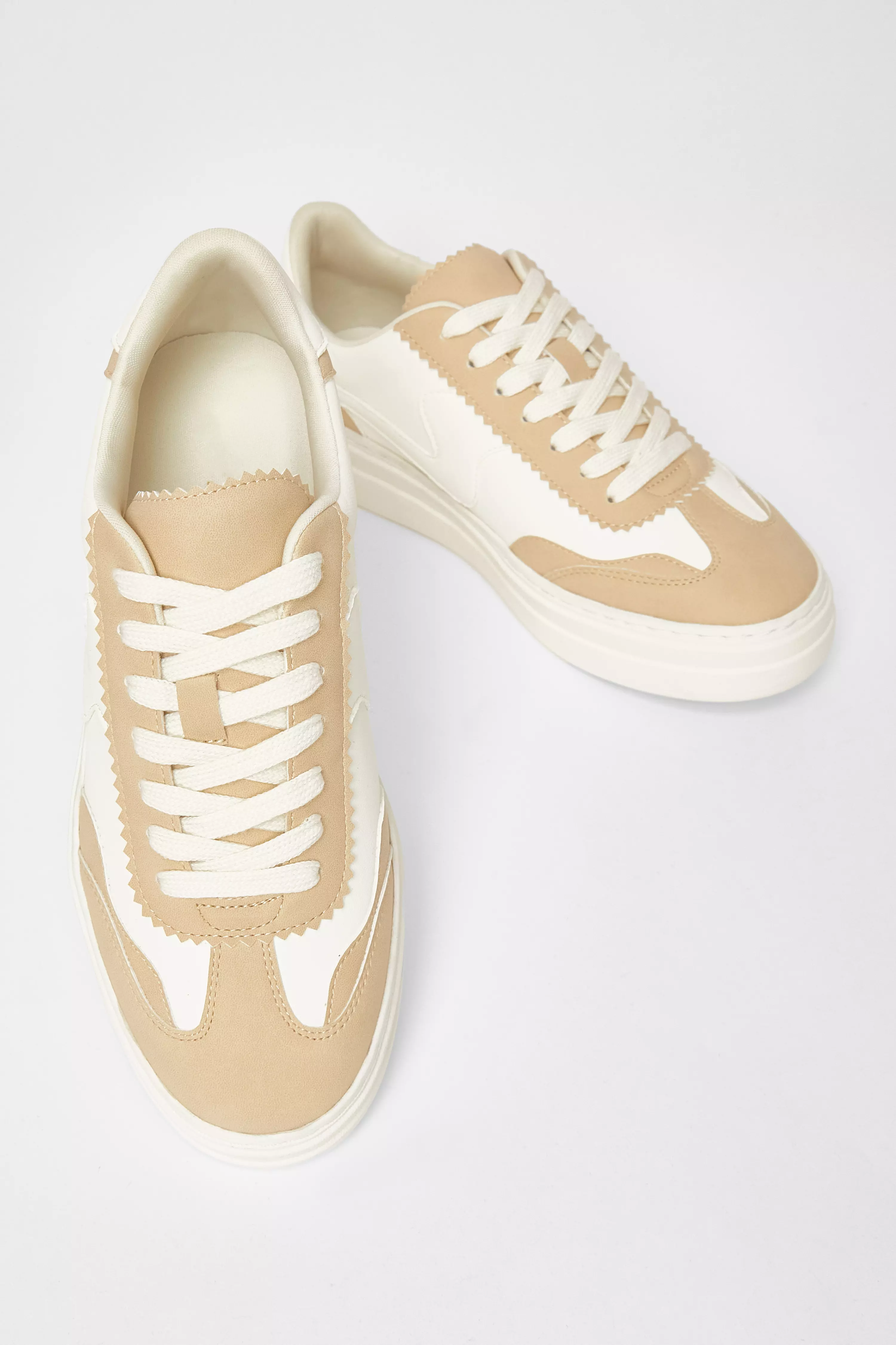 Nude Faux Leather Chunky Trainers