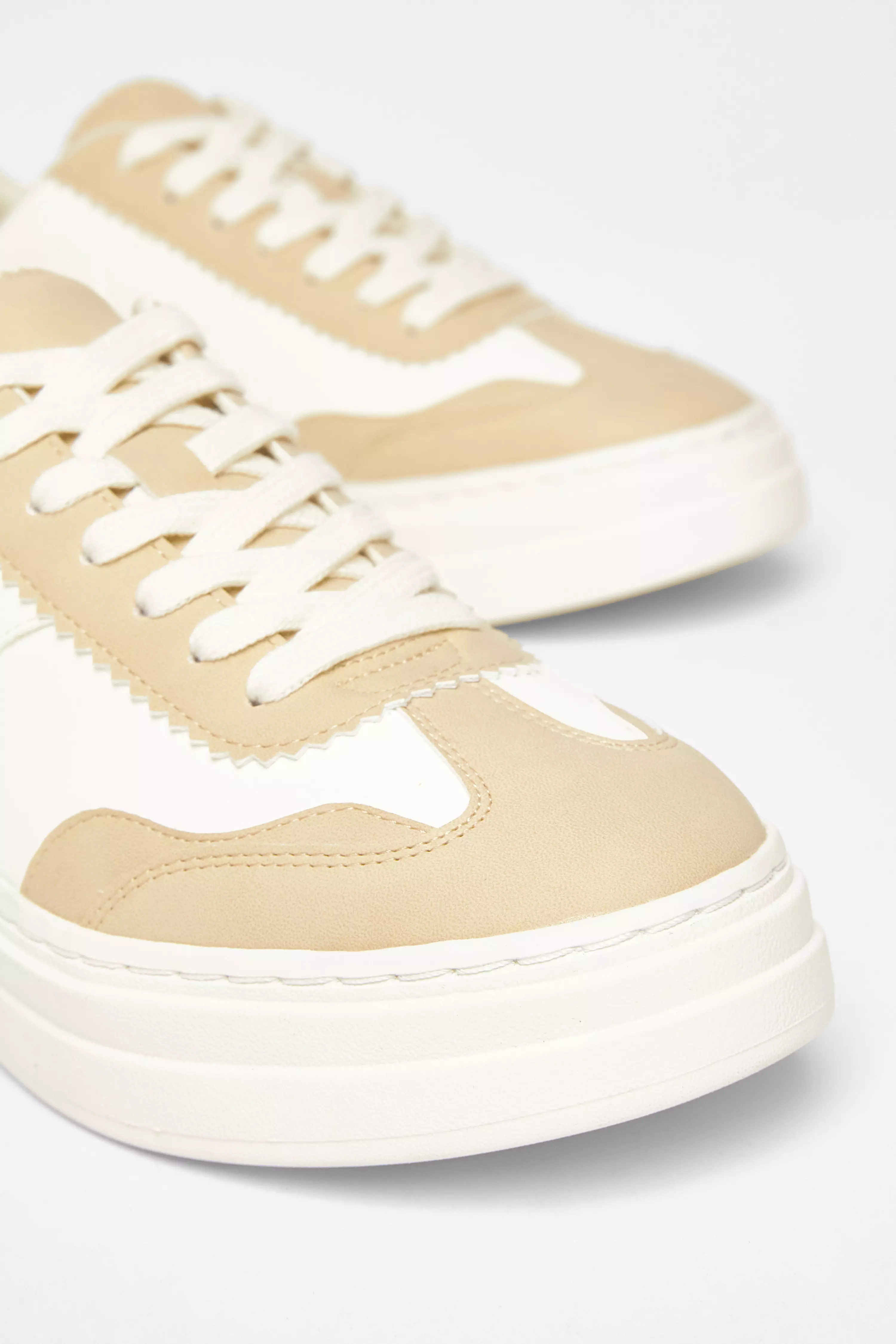 Nude Faux Leather Chunky Trainers