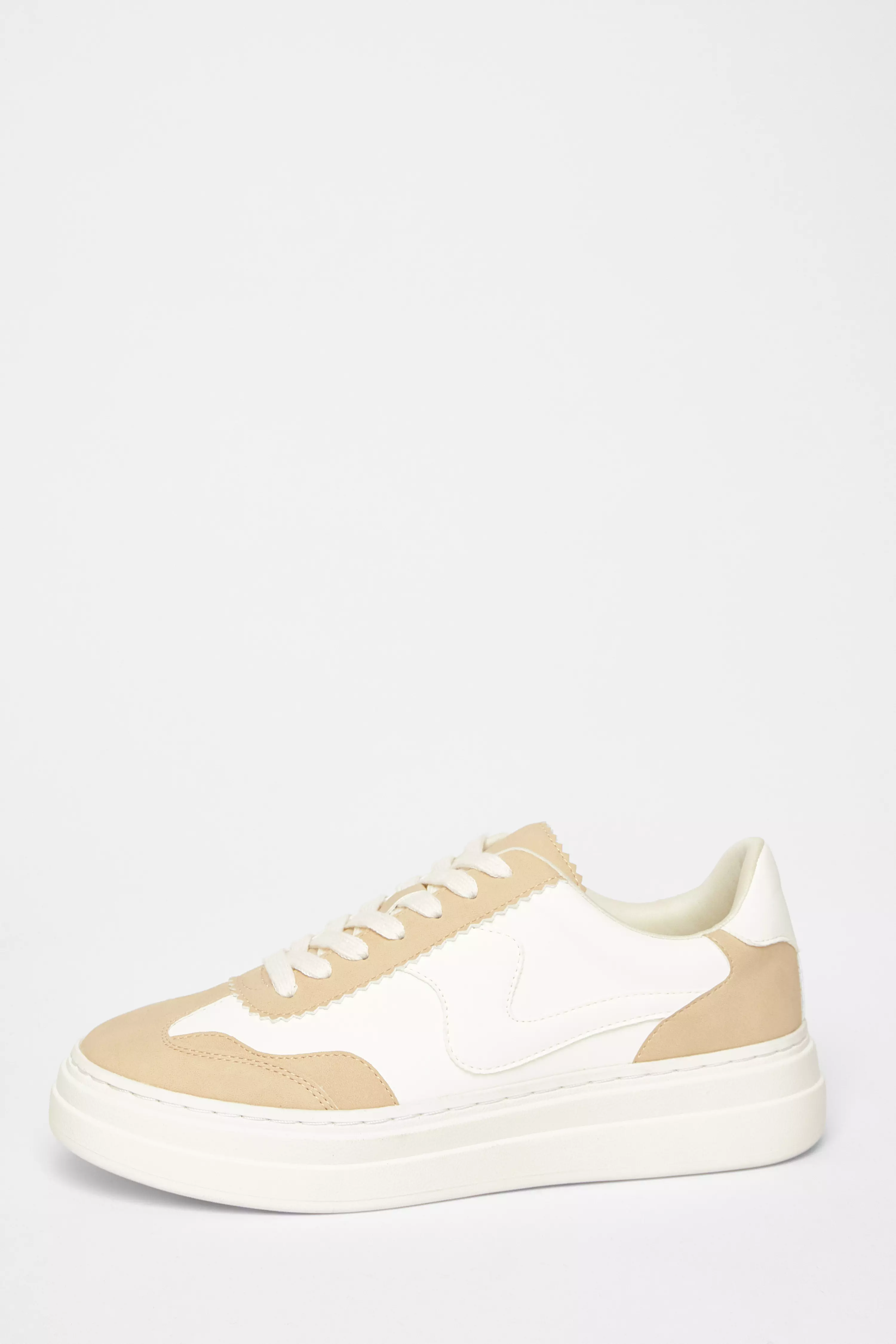 Nude Faux Leather Chunky Trainers