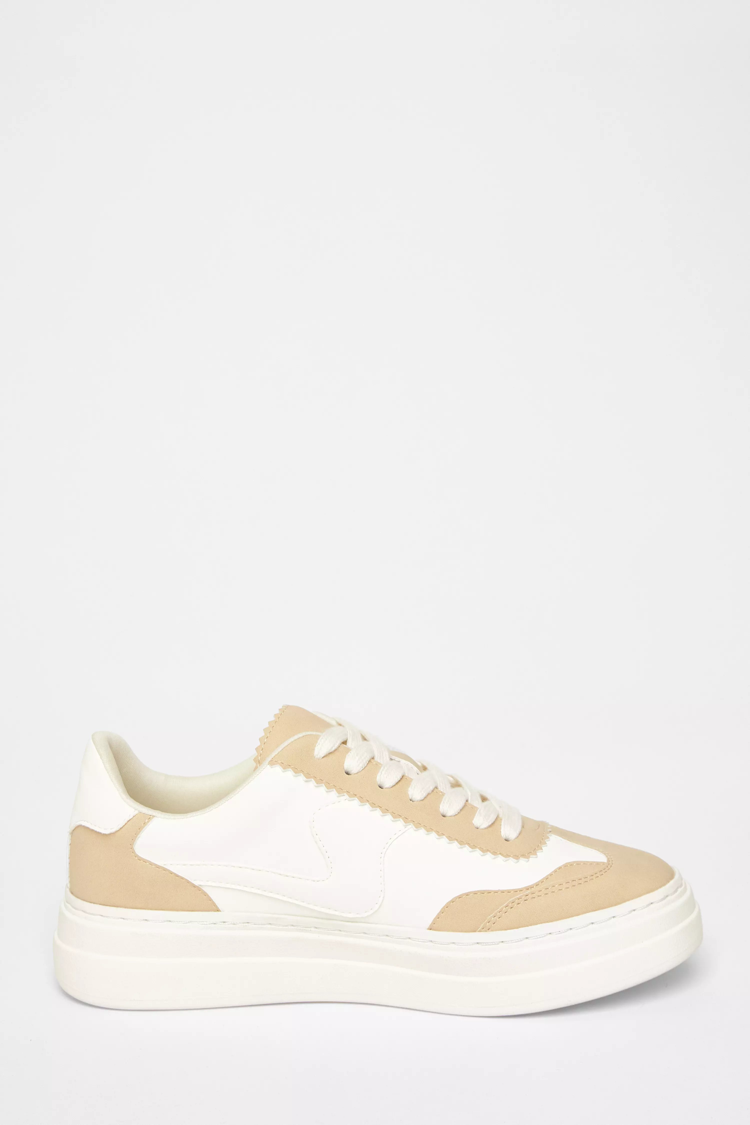 Nude Faux Leather Chunky Trainers