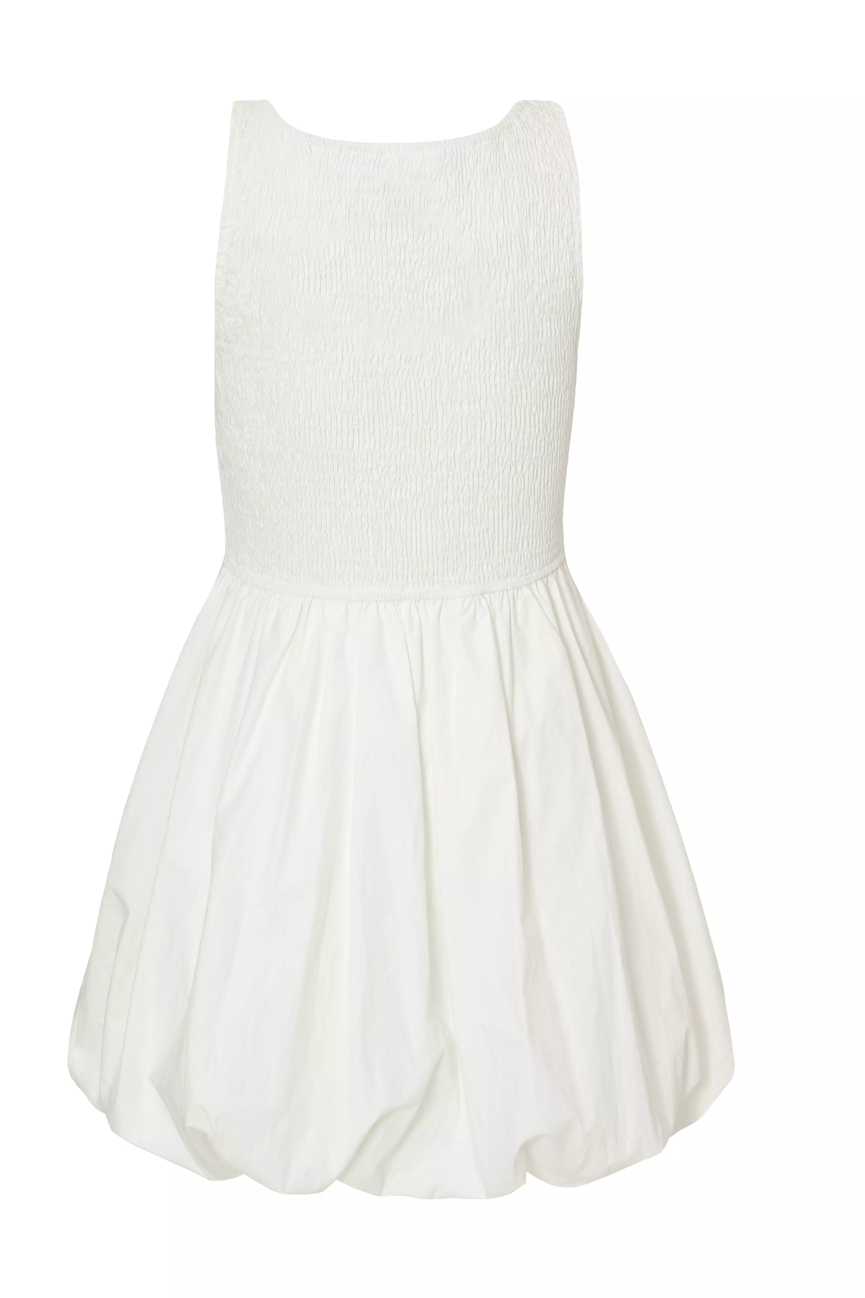 White Bubble Hem Mini Dress