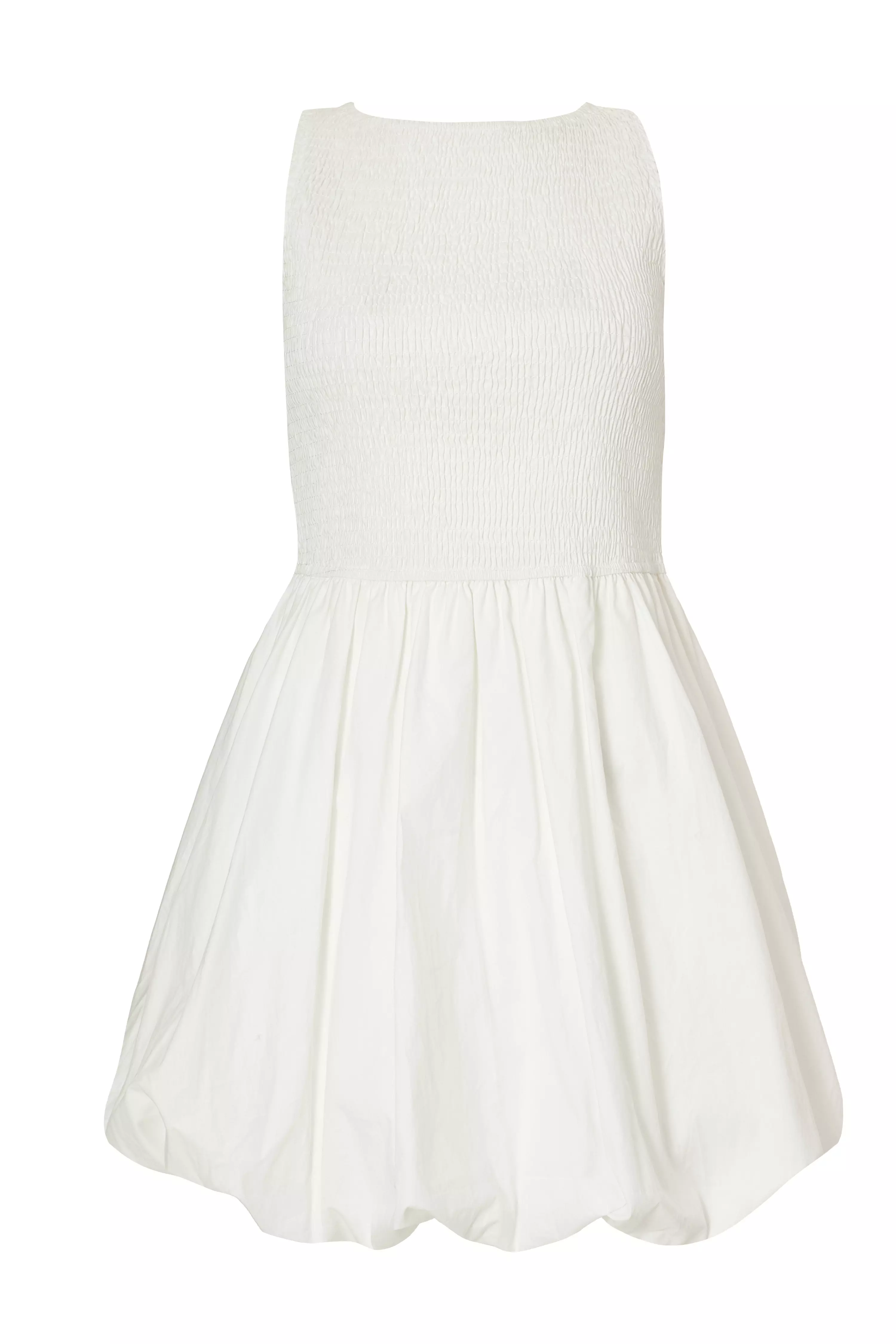 White Bubble Hem Mini Dress