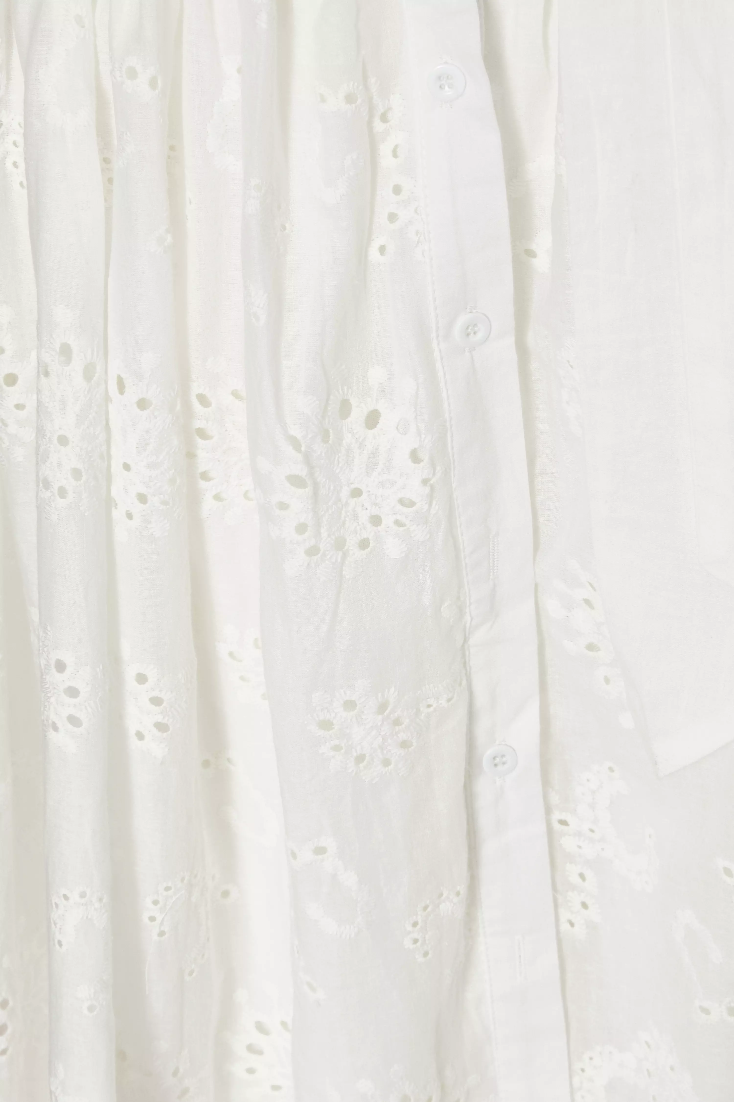 White Embroidered Midaxi Shirt Dress