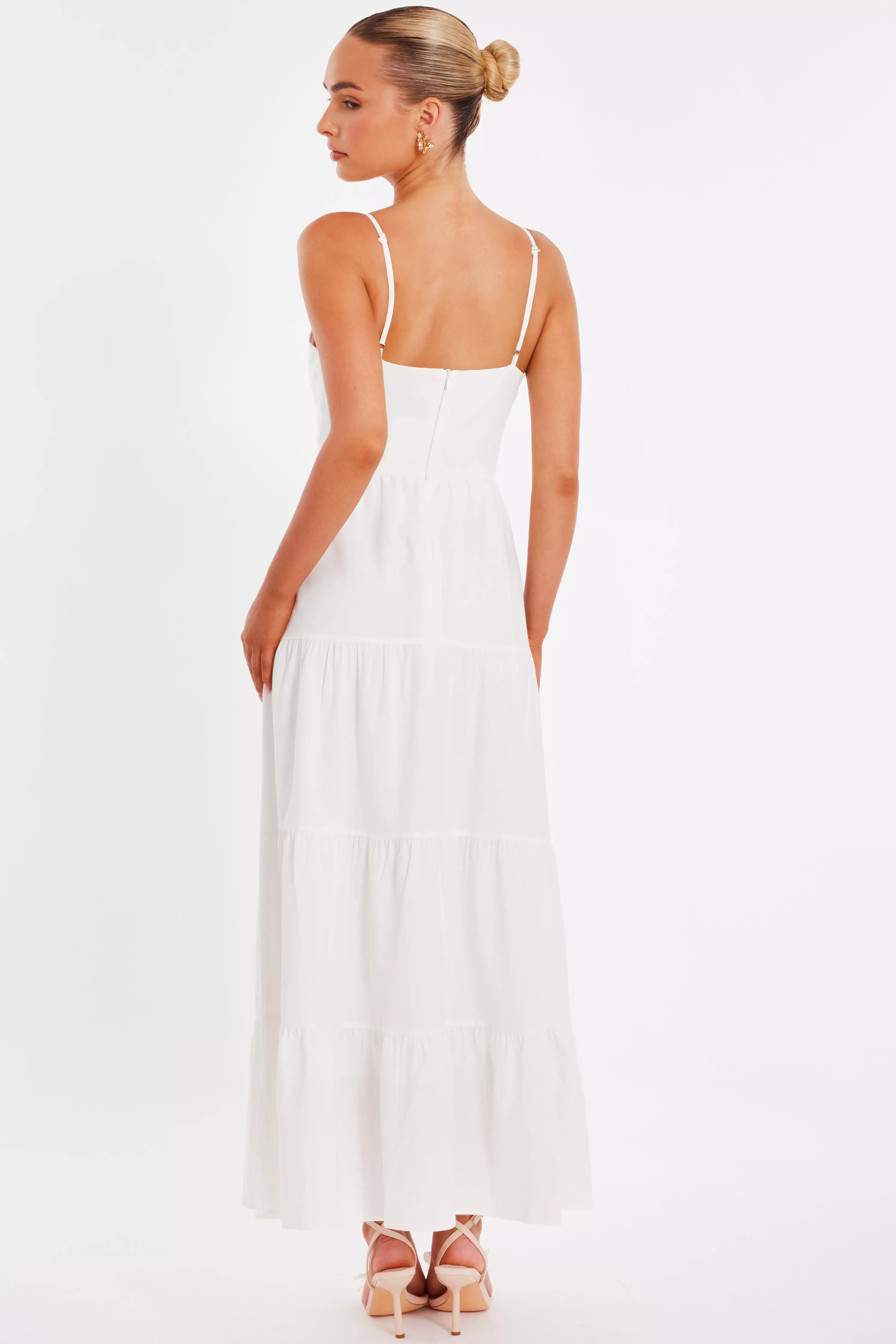 White Linen Corset Maxi Dress
