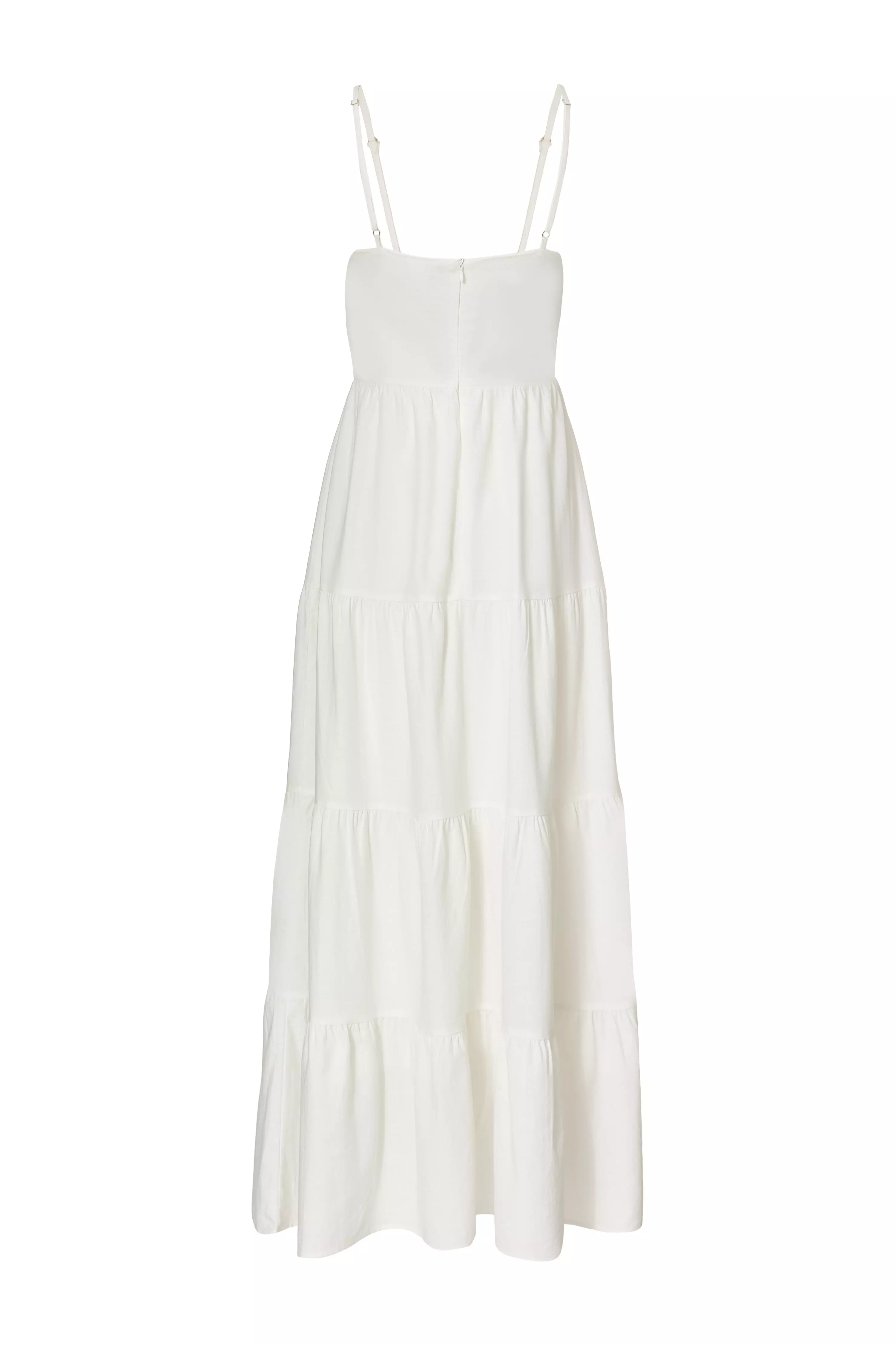 White Linen Corset Maxi Dress