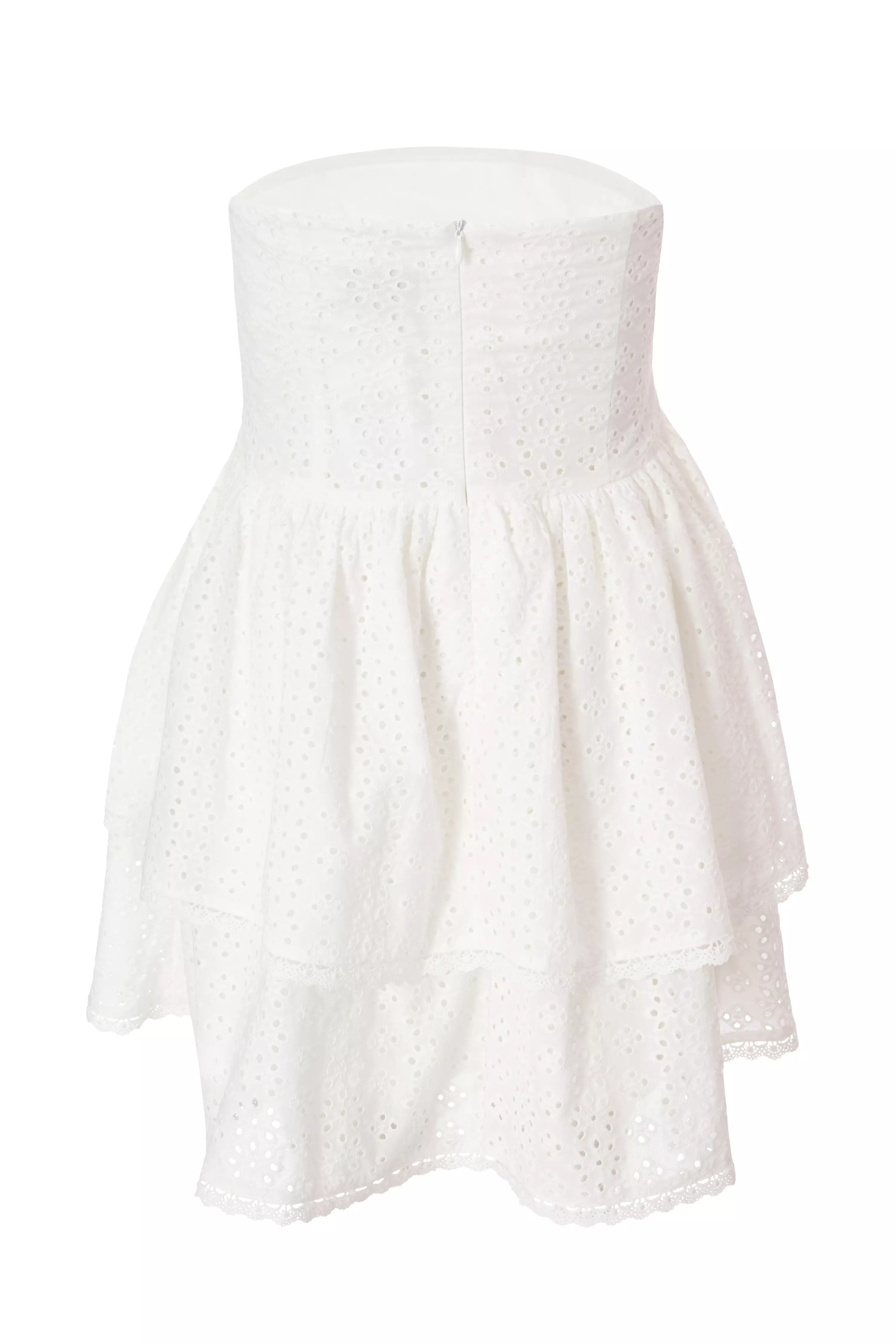 White Embroidered Bandeau Mini Dress